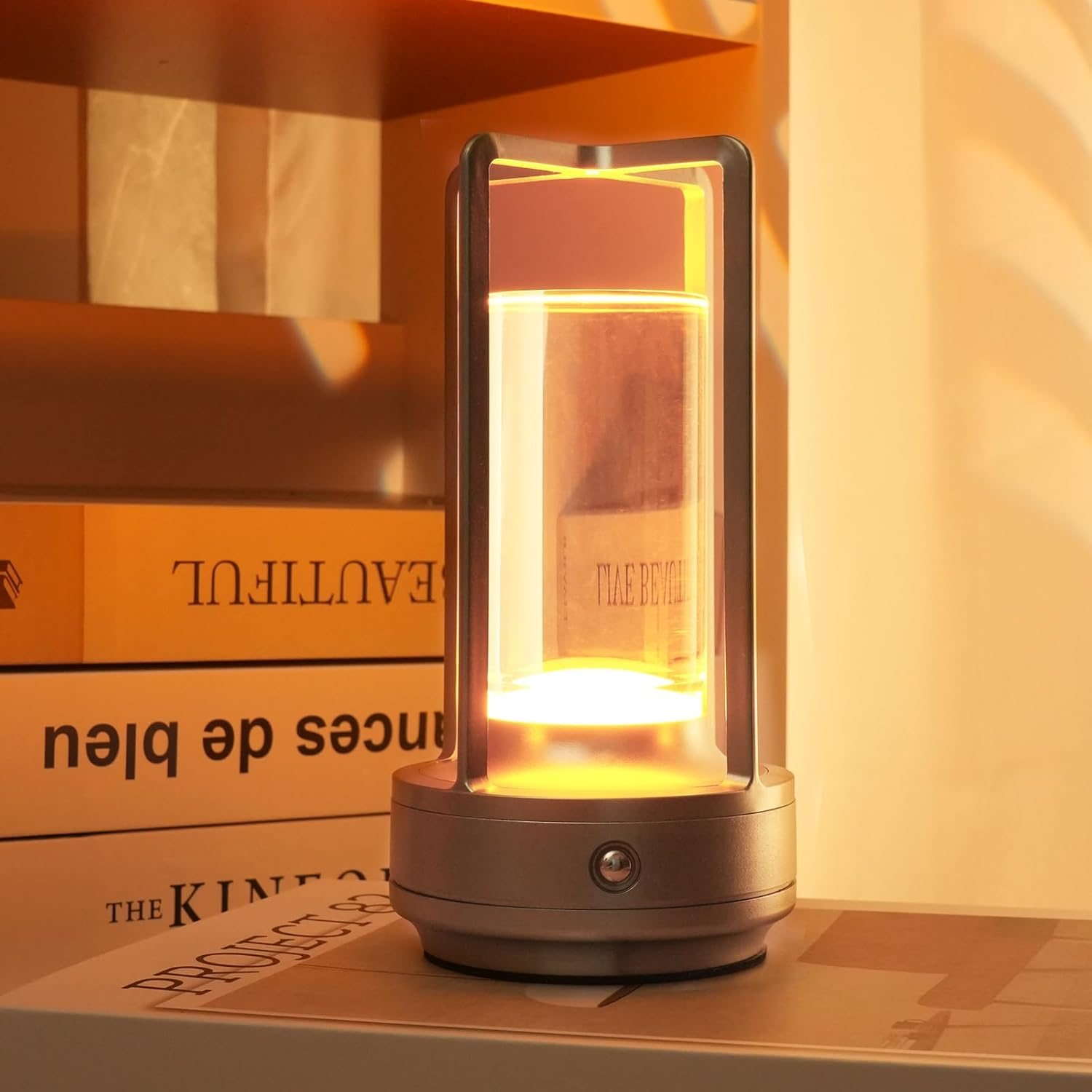 Small Table Lamp Rechargeable Table Lamp Cordless, 3 Color | Crystal | Stepless Dimming, for Dining Room, Living Room, Bar, Cafe, Restaurant, Patio, Camping (Gold)