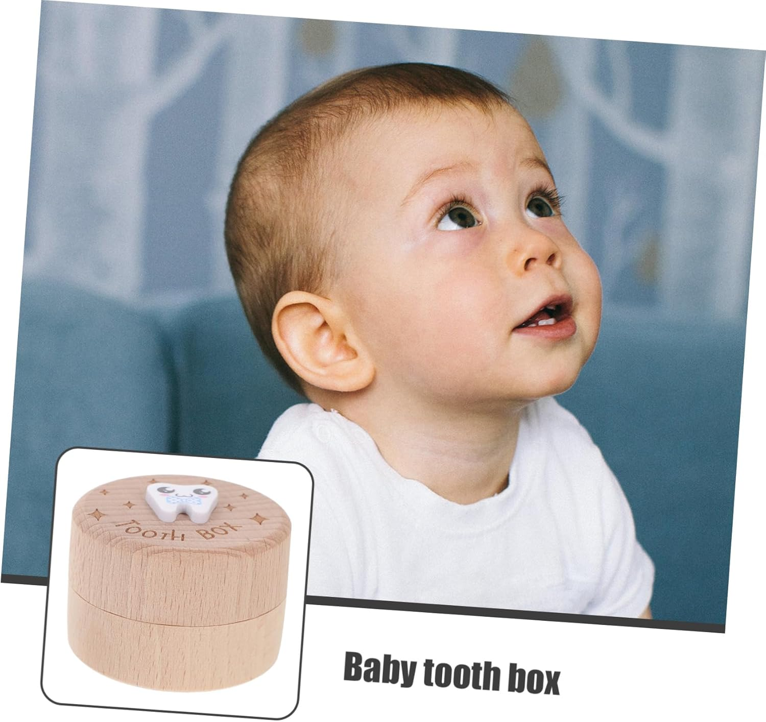 GARVALON Boy Girl Fetal Hair Box Boys and Girls Tooth Collector Wooden Storage Container image number 3
