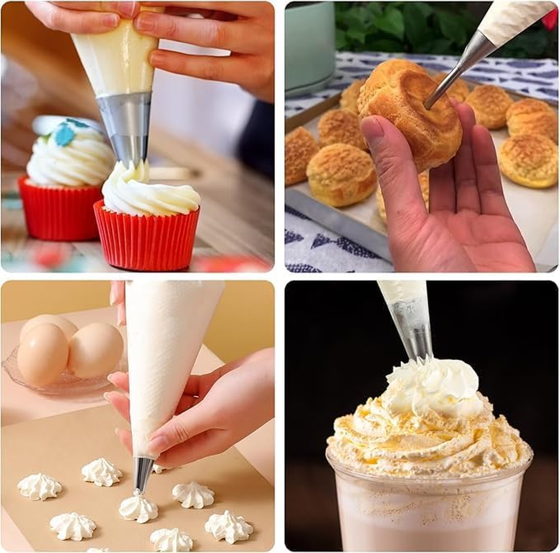 SHUNYUNG 30Pcs Stainless Steel Cake Decorating Set, Piping Bag and Tip Set with Piping Head Cleaning Brushes and Couplers image number 6