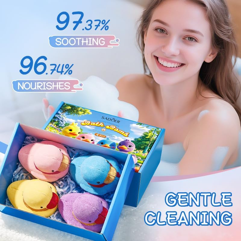 Fowerher Duck-Shaped Bath Bombs, 4 Pack - Moisturizing & Smoothing, 135G Each image number 5