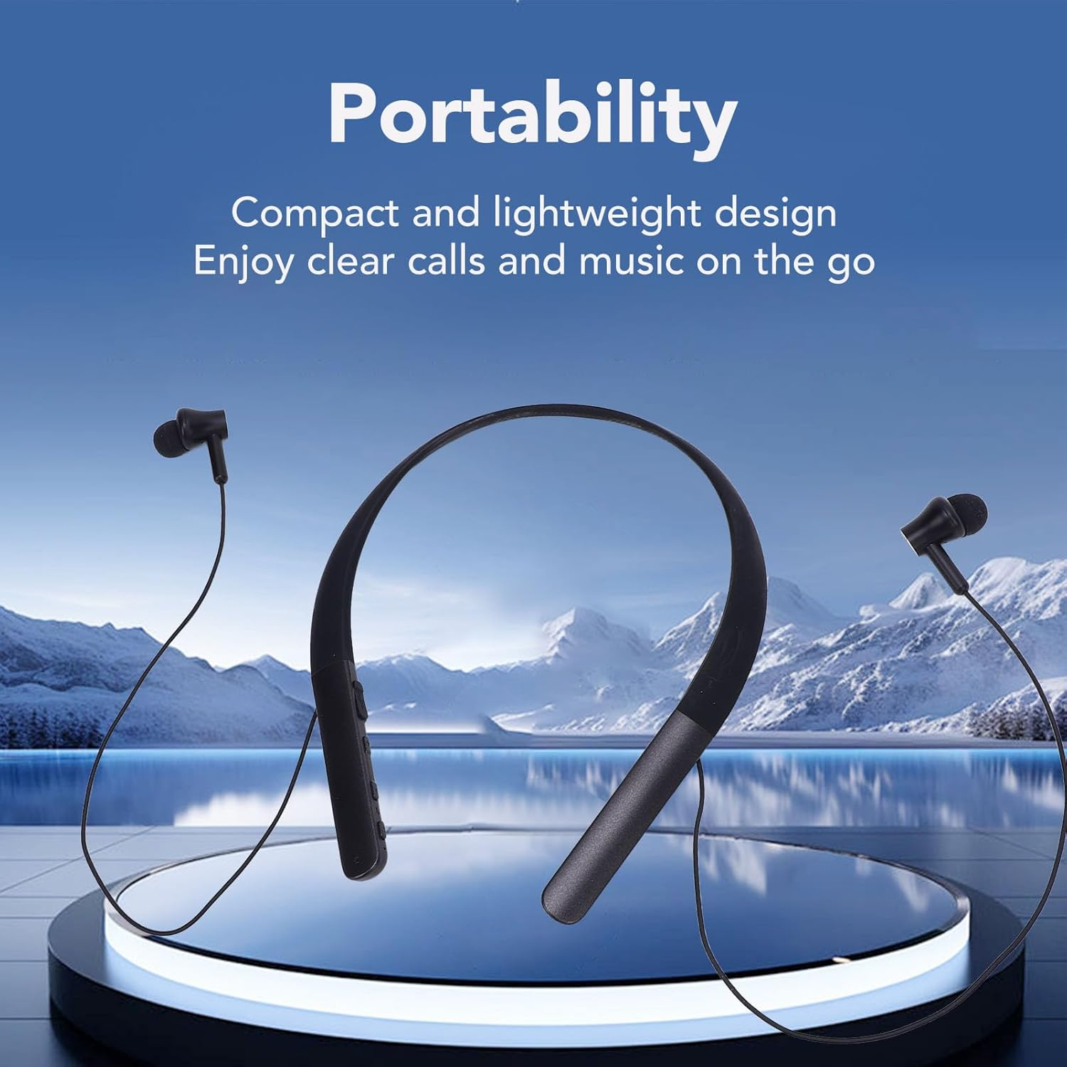 MENDUNER Neckband Bluetooth Headphones, Wireless Bluetooth 5.2 Headphones with Cleaning Tool, Feature Assistive Hearing Capabilities for Sports/Running/Gym/Travel