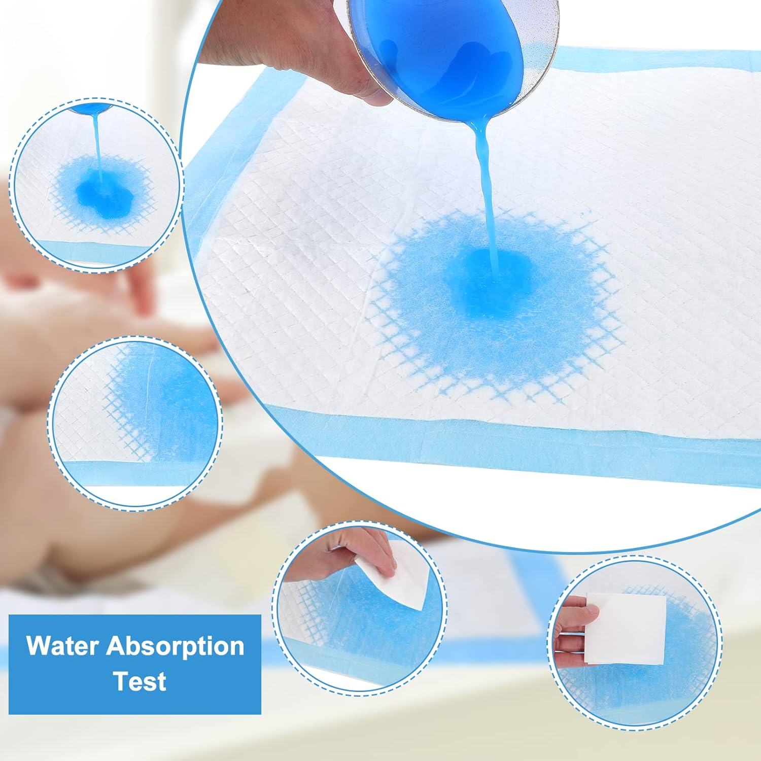 100 Pack Disposable Changing Pads, Disposable Bed Pads,Waterproof Diaper Changing Pad,Leak-Proof Underpads,Large Diaper Pad Changing Mat Disposable Baby Underpads,Ultra Absorbent,17 X 13 Inch image number 1