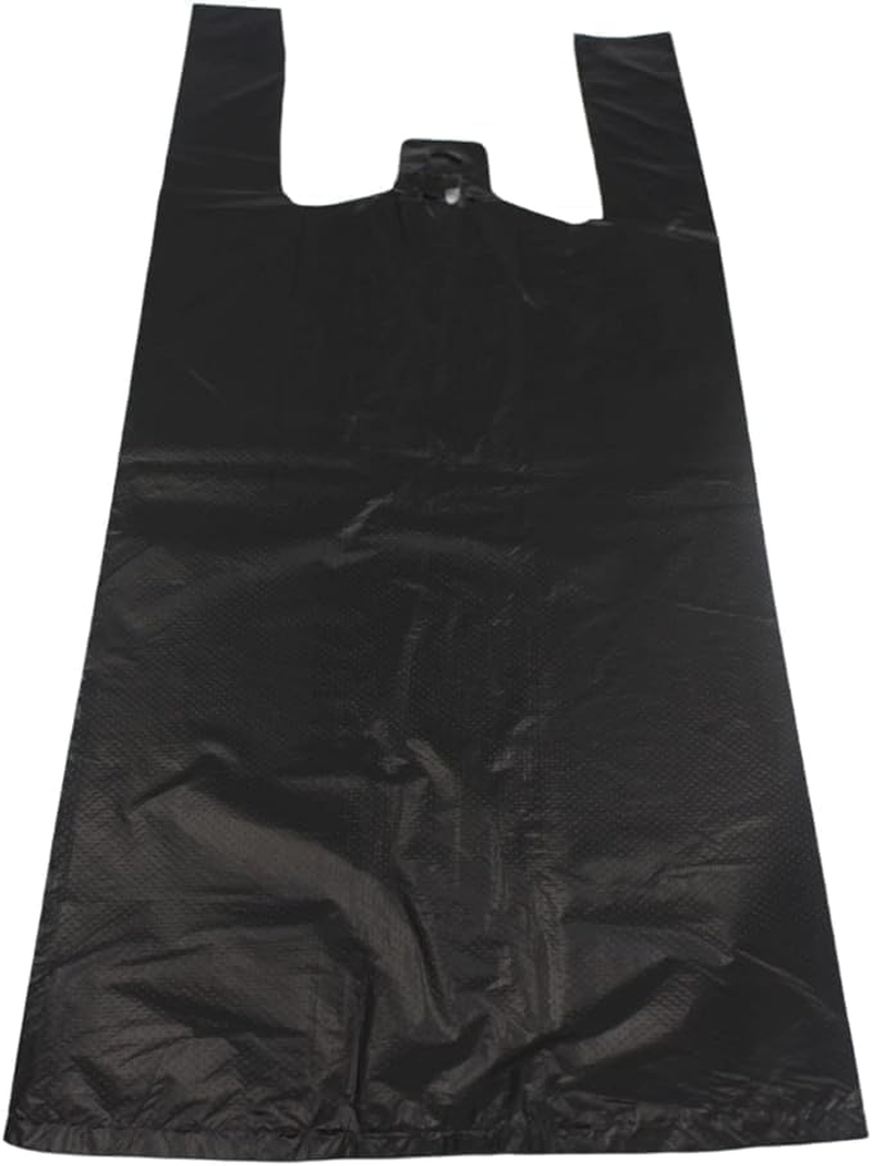 100 Pack BLACK PLASTIC POLYTHENE VEST STYLE CARRIER BAGS - LARGE SIZE 11 X 17 X 21" SHOPPING GROCERY GIFT BOUTIQUE SUPERMARKET CASH N CARRY MARKET STALL POLYBAGS image number 2