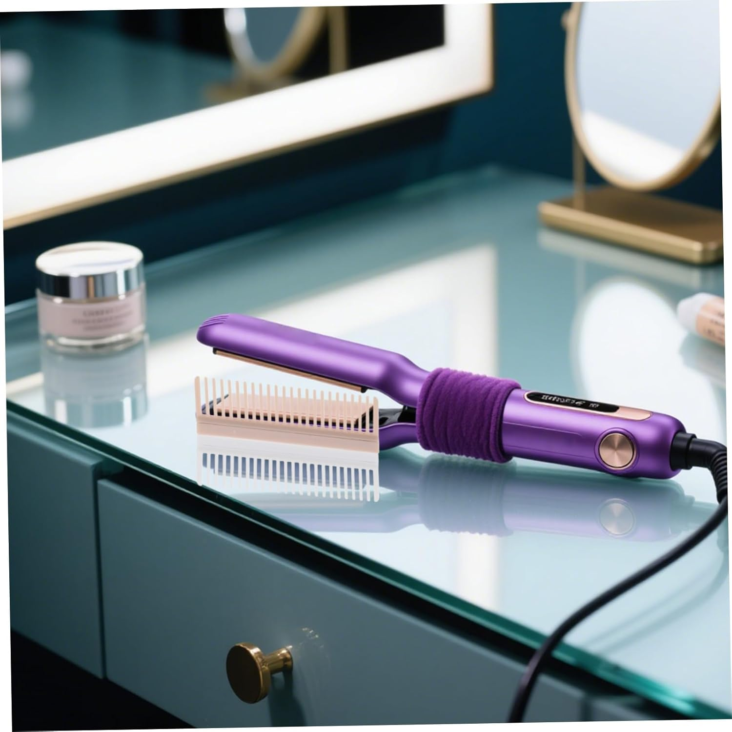 BESTYASH 2Pcs Hair Straightening Heated Comb Carbon Fiber Heat-Resistant Hair Combs Styling Clip for Women Home Styling Tool Straightener Accessory