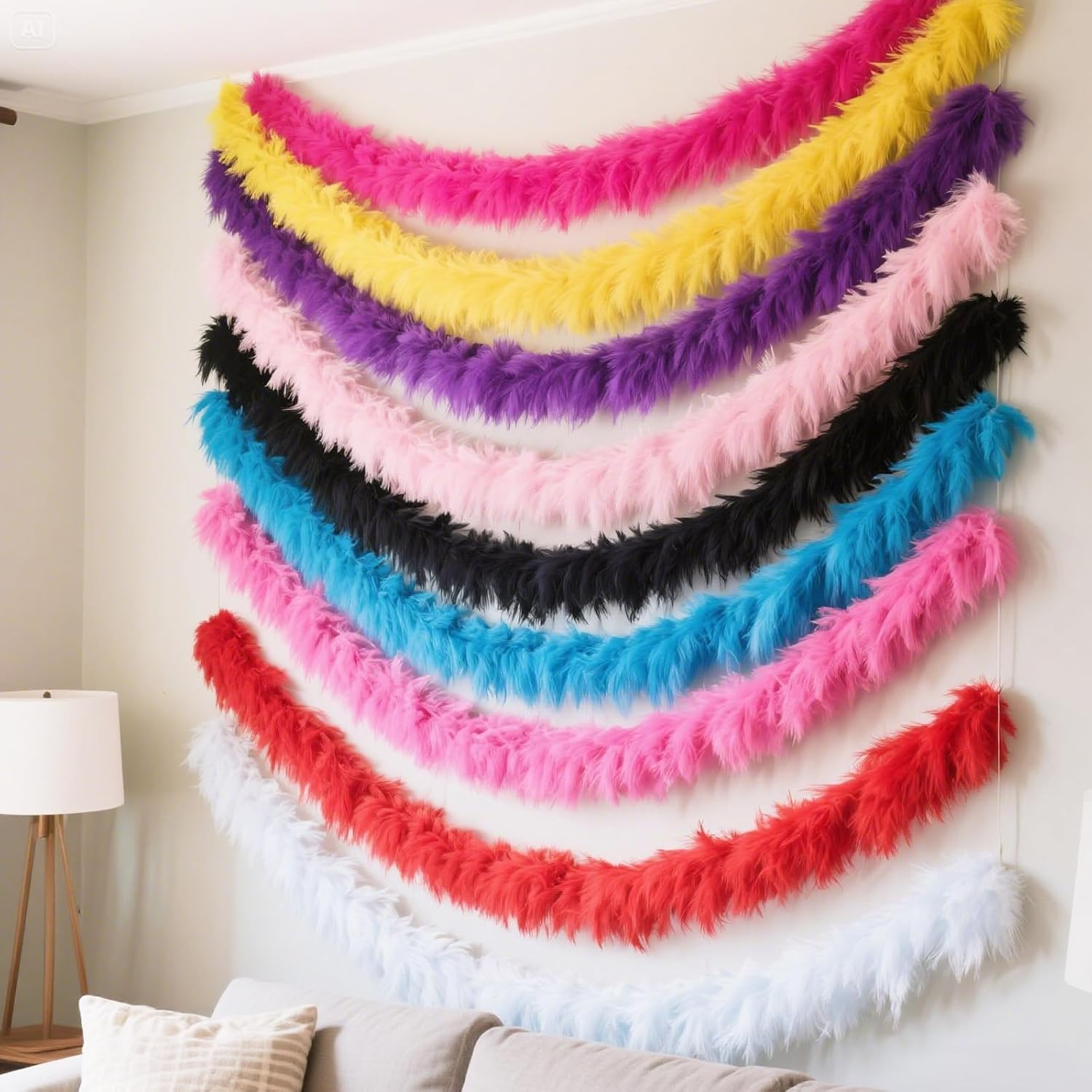 Dqwtb 10 Pcs Feather Boas Artificial Fluffy Boas 6.6Ft Colorful Feather Boas Rainbow Feather Scarf for Women Girls Costume Christmas Birthday Wedding Halloween Party Bulk image number 5
