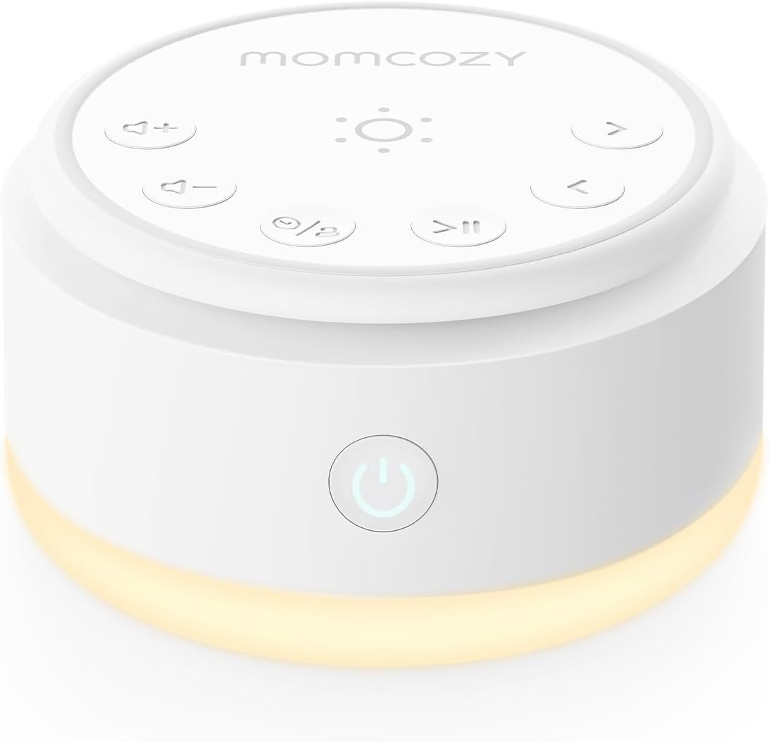Momcozy White Sound Machine for Baby Kids - Portable Sound Machine with Night Light, 20 Soothing Sounds for Sleeping, Personalized Timer and Memory Function（Cold Light）