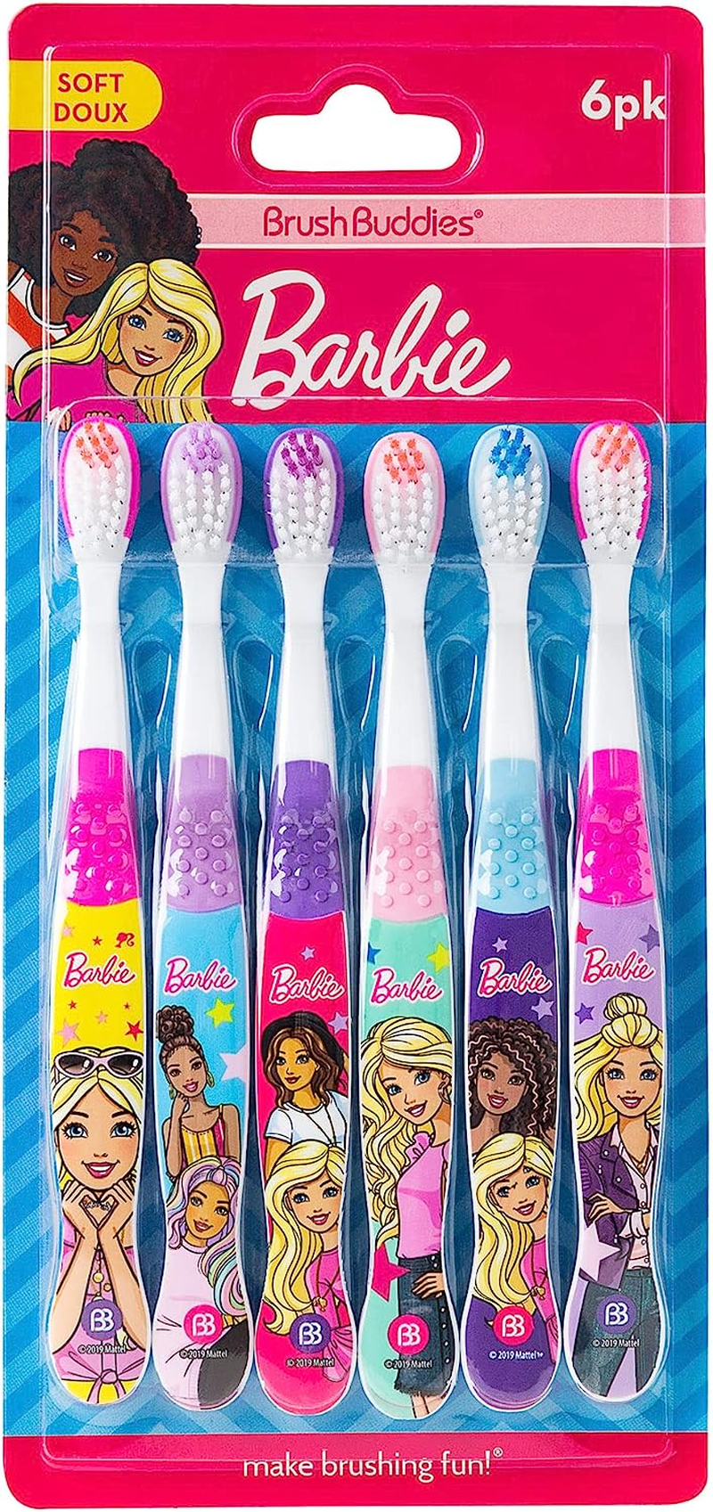 Barbie Toothbrush for Kids 6Pk, Soft Bristle Toothbrushes for Girls Ages 2-4 image number 1