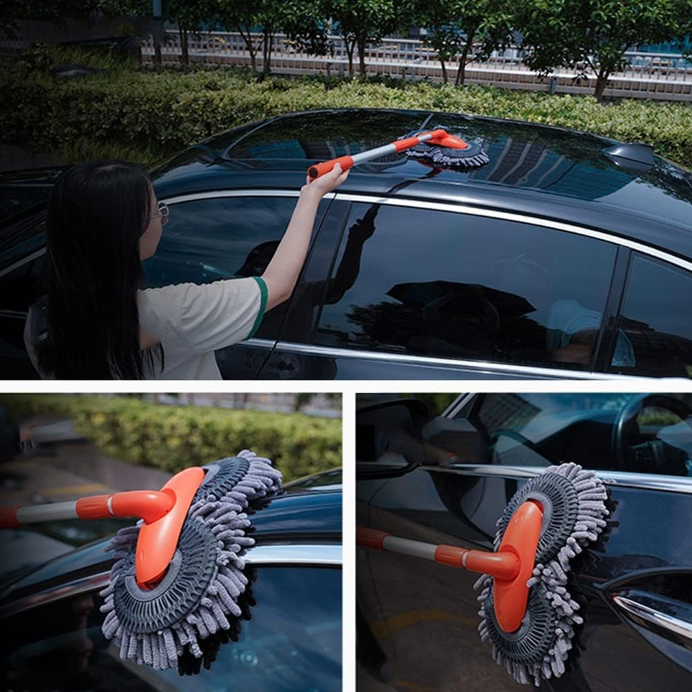 Double Head Car Wash Brush Mop with Long Handle 54" Microfiber Car Wash Brush Car Wash Kit, IGUGIG Soft Car Wash Mop Car Wash Mitt Scratch-Free Car Washing Kit Car Cleaning Supplies for Truck RV Boat SUV image number 2