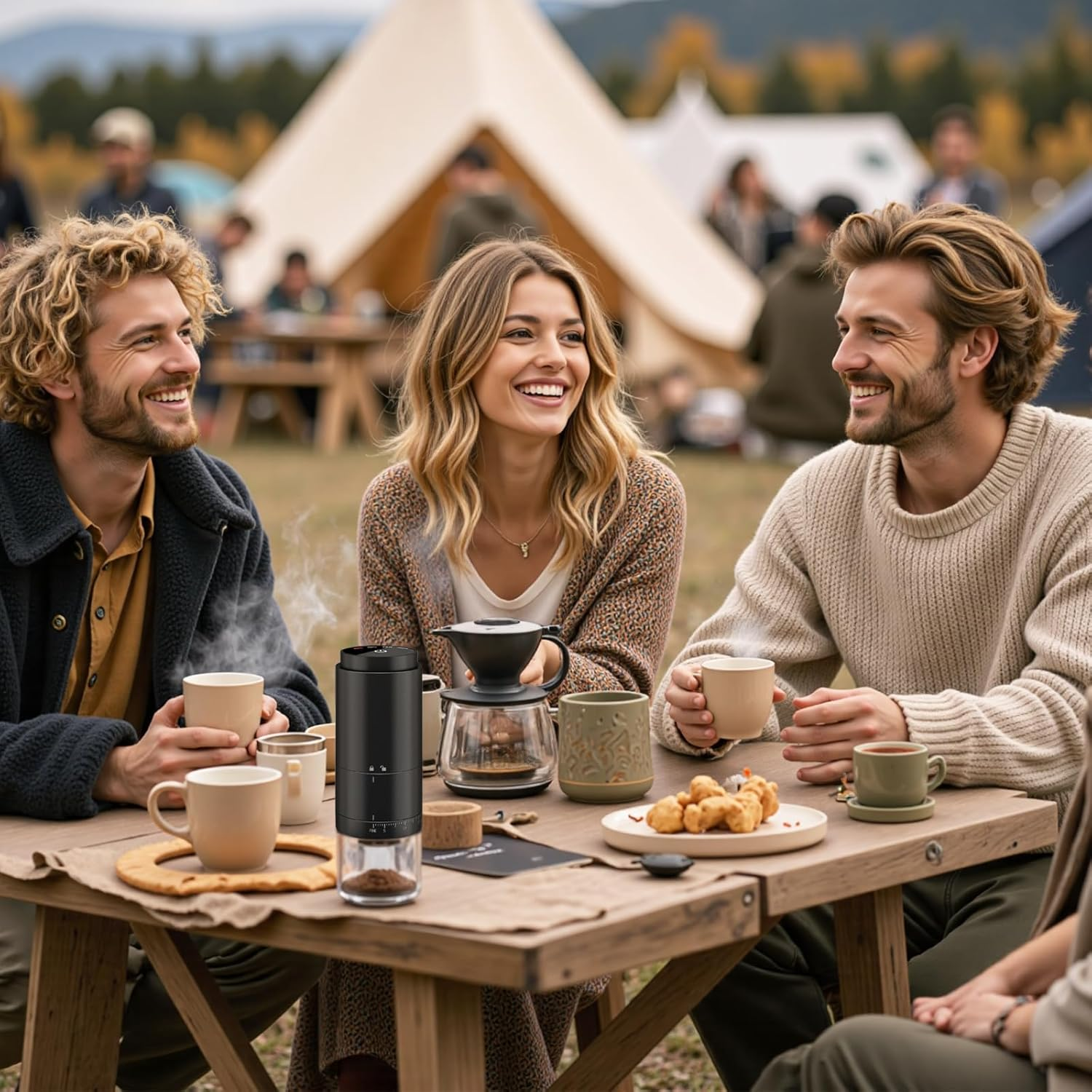 NNAKLLI Portable Electric Coffee Grinder - Stainless Steel Burr Mill, Rechargeable, Cordless Coffee Grinderfor Traveling, Camping, Office - 38 Adjustable Grind Settings image number 2