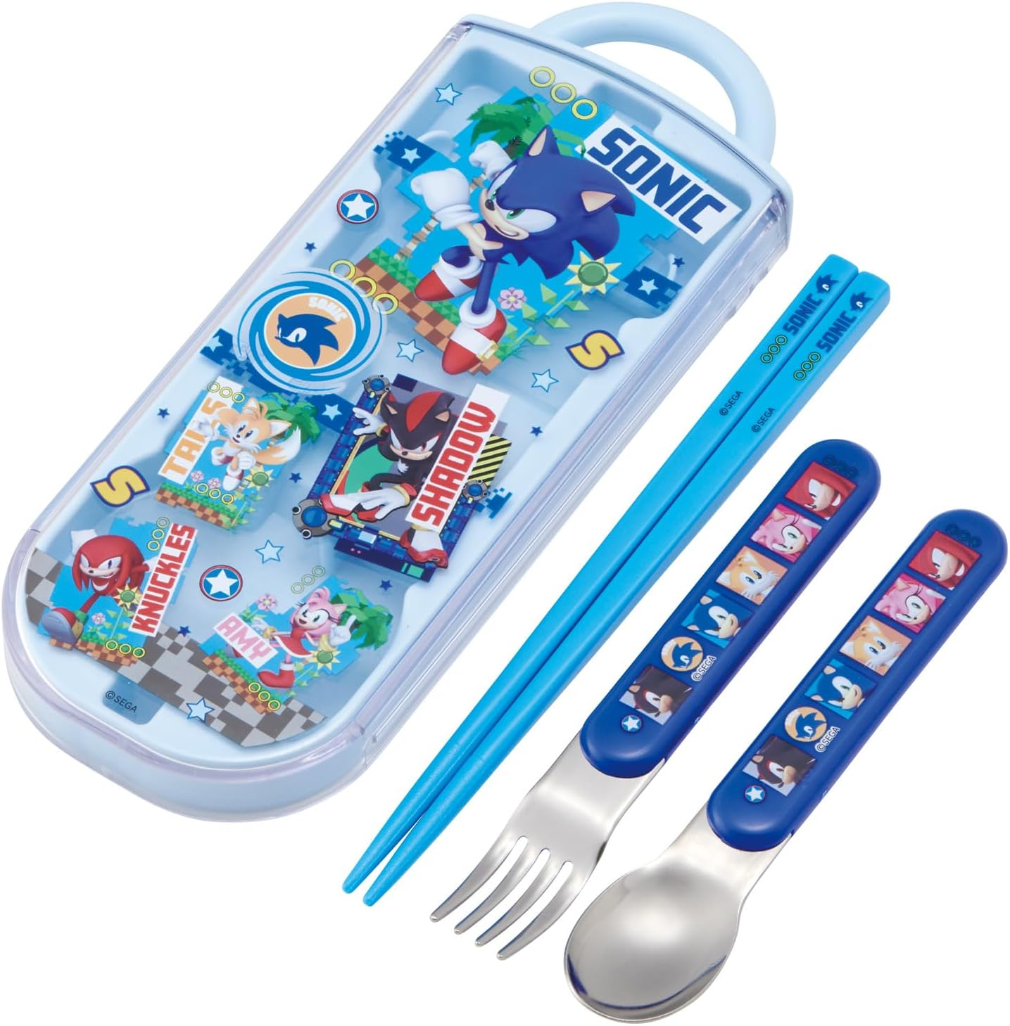 Skater TACC2AG Bento Lunch Box Trio Set (Chopsticks, Spoon, Fork), Easy to Open Slide Type, Antibacterial Treatment