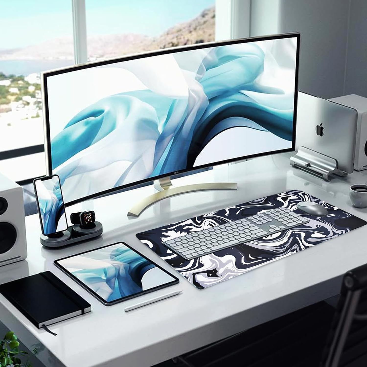 Gaming Mouse Pad 800 * 300 * 0.3Mm Big Large Desk Mat, XXL Large Mouse Pad, Non-Slip Rubber Base Waterproof Keyboard Mat with Stitched Edges, Gaming Keyboard Mouse Mat