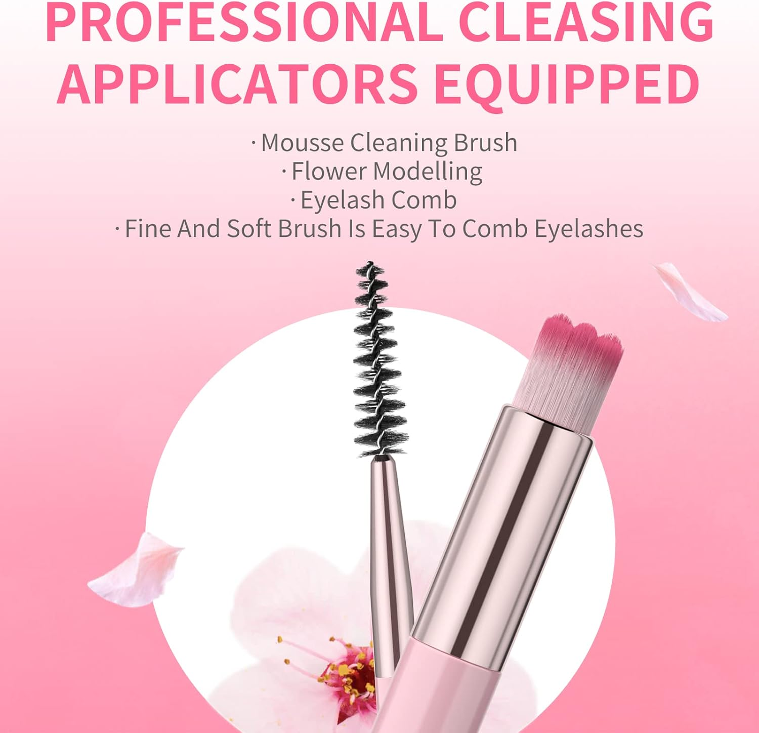 Eyelash Extension Cleanser, Upgraded Eyelash Extension Shampoo 60Ml+Mascara Wand+Brush Eyelash Foam Cleanser for Extensions and Natural Lashes,Paraben & Sulphate Free, Salon and Home Use image number 2