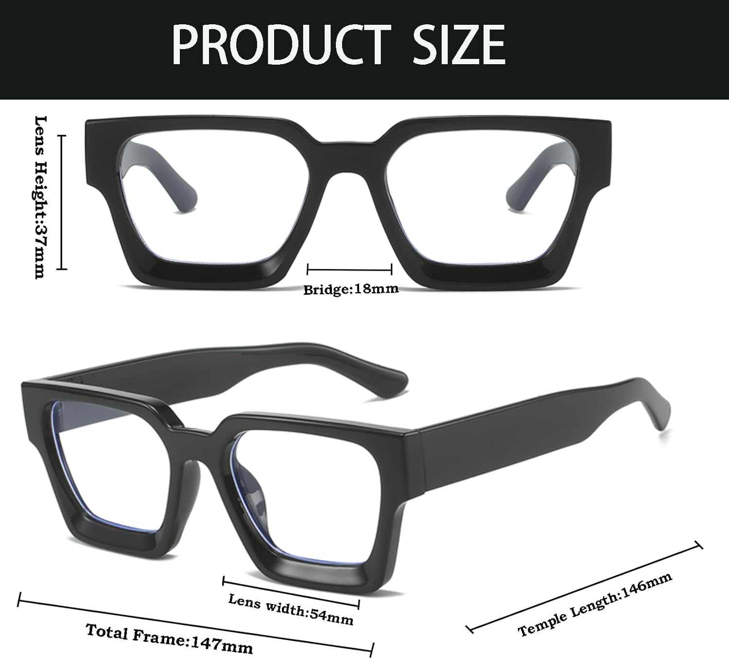 YAMEIZE Square Blue Light Blocking Glasses for Women Men Rectangle Blue Light Eyeglasses Computer Gaming anti Fatigue Clear Lens Glasses image number 5