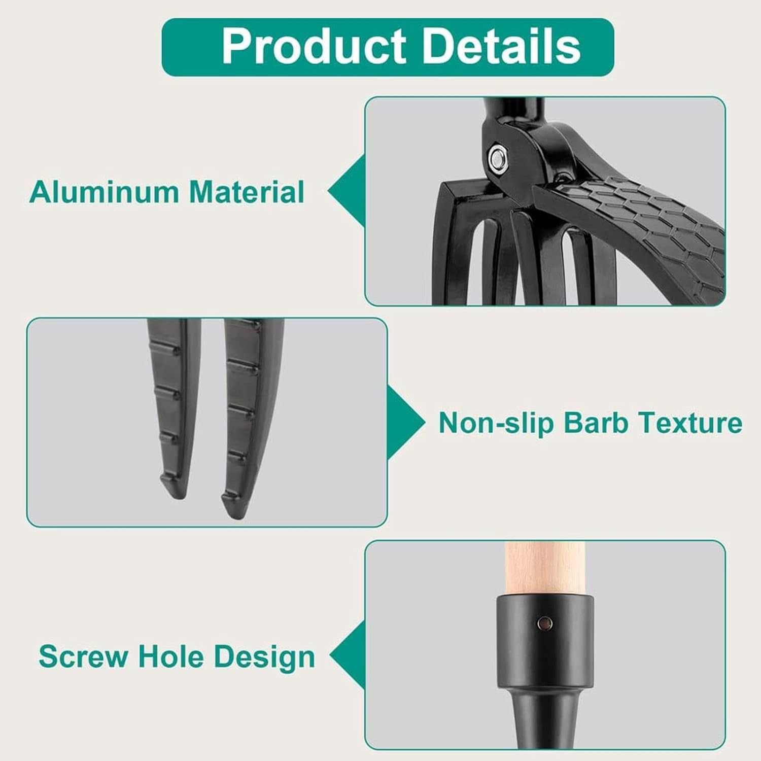 Stand up Weed Puller Tool, 4 Claw Aluminum Alloy Head Stand up Weeder Portable Weed Picker Weeding Head Tool Gardening Hand Weeding Tool for Garden & Lawn Care image number 5