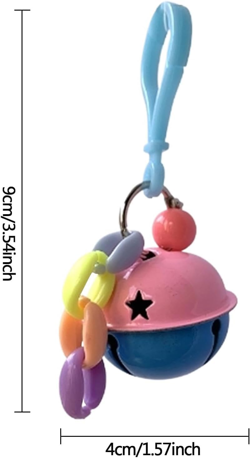 Conure Toys Bell, Parakeet Bell Toy - 2 Bird Cage Cockatiel Toys - Acrylic and Metal Bird Cage Pendant Chew Toy image number 2
