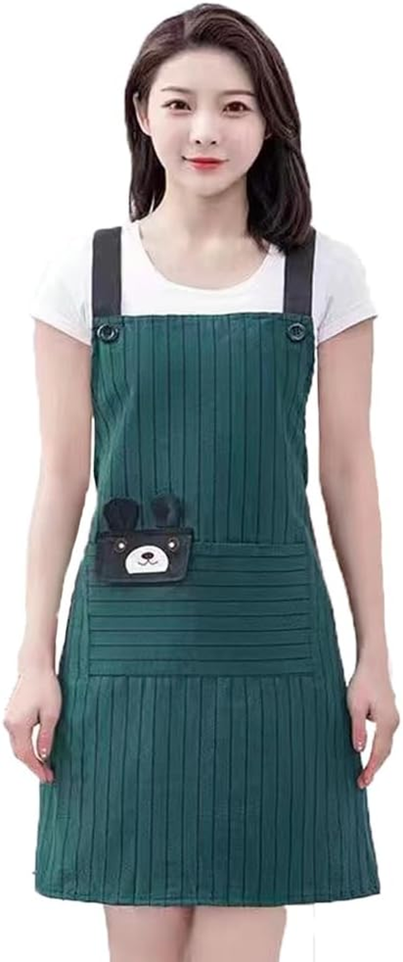 Kitchen Cooking Apron, Chef Apron Cute Apron for Women，Cotton and Linen Apron Kitchen BBQ Artist Painting Apron 1 Pack (Navy Blue) image number 1