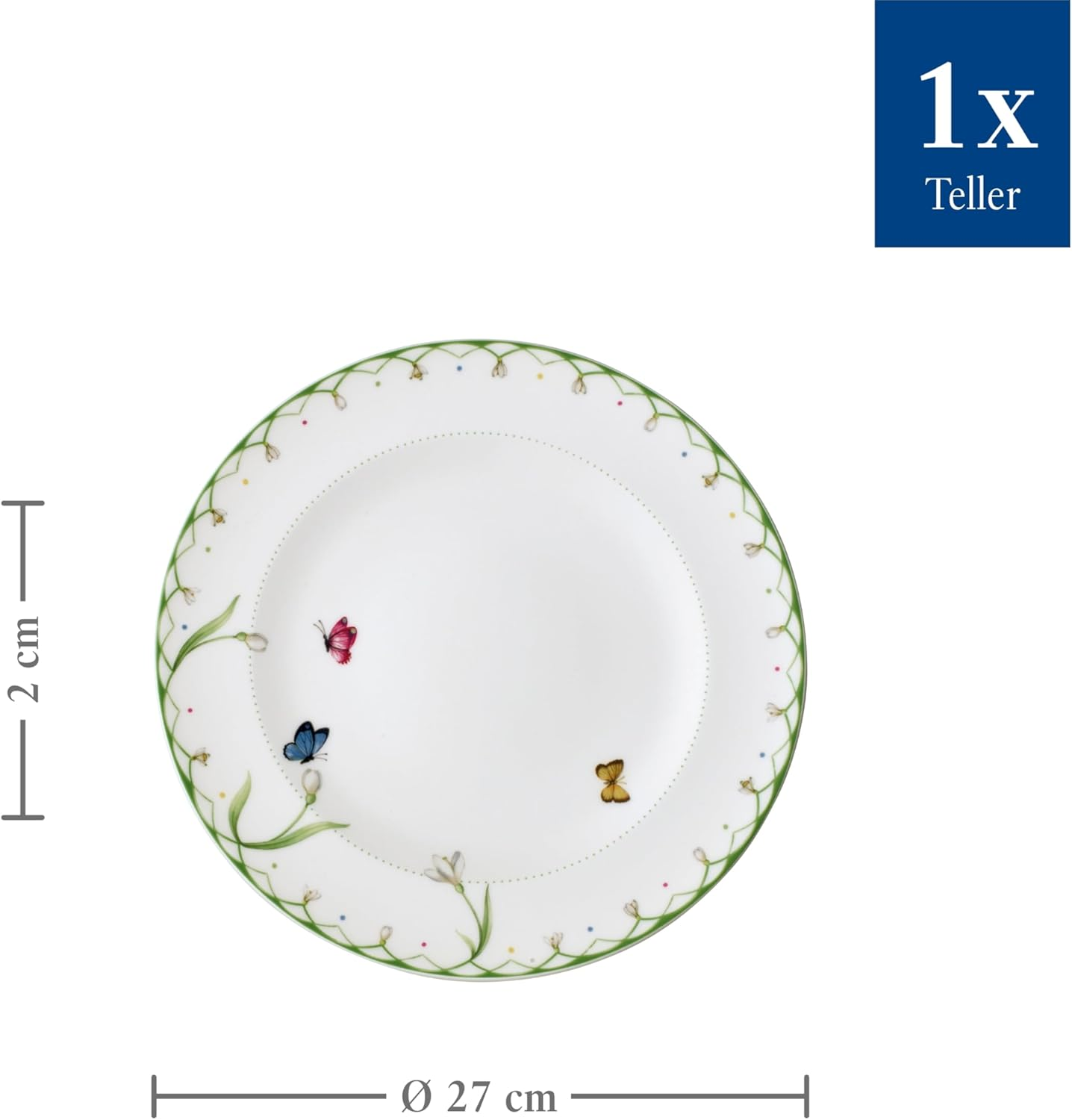 Villeroy & Boch Colourful Spring Dinner Plate (27 Cm), Premium Porcelain, White/Coloured image number 5