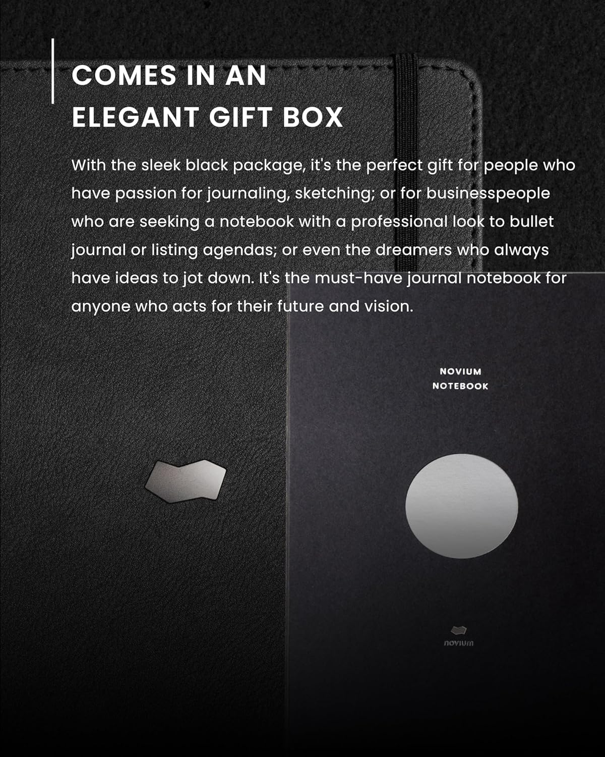 Novium Leatherette Notebook, A5 Hardcover Notebook, Sleek Inspirational Notebooks with Acid-Free Papers, Grid Sheets, Professional Notebook, Enhancing Productivity to Achieve Goals, Leather Journal for Men & Women, Inspirational Gifts for Business image number 2