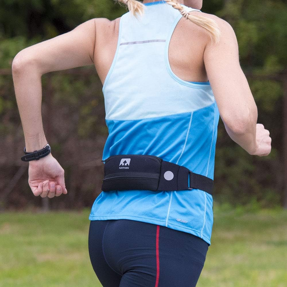 Nathan 5K Runner'S Waist Pack, Nathan Running Belt Essentials for Women and Men | Smartphone Storage | Adjustable | Reflective - Black/Coral image number 6