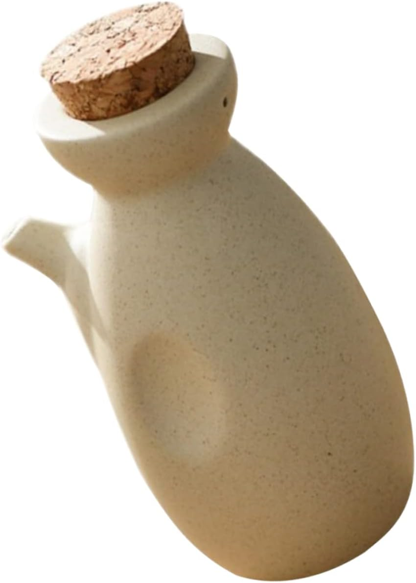COLLBATH Ceramic Oil Pot Cooking Oil Dispenser Cooking Oil Container Aromatizante Para Casa Olive Oil Olive Bottle Dispensers Stoneware Oil Cruet Pepper Storage Jar Kitchen Jar Beige