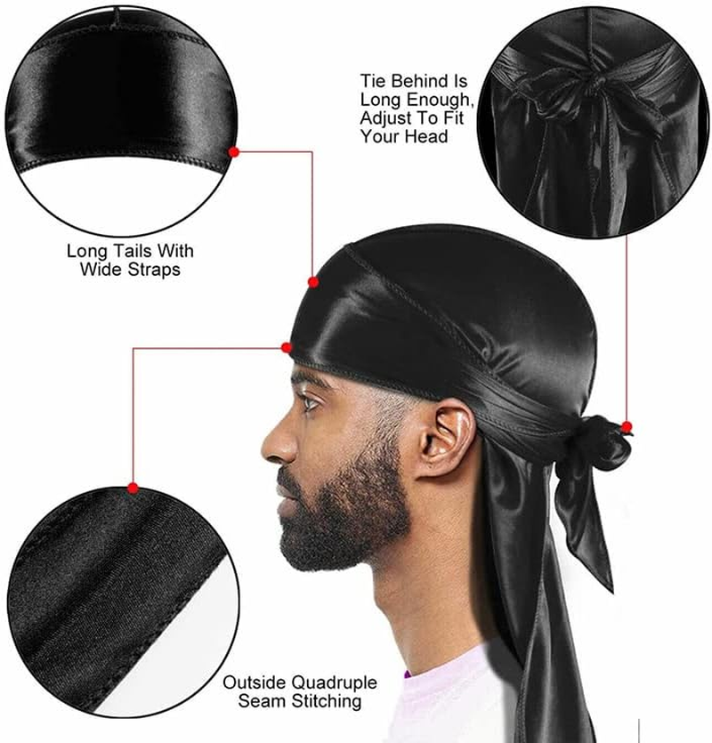 AIMALL Velvet Durag Silky Hat Cap Men Women Premium Designer Doo Rag Wave Silk Headwear-Silky Wave Cap with Premium Comfort - Purple image number 6