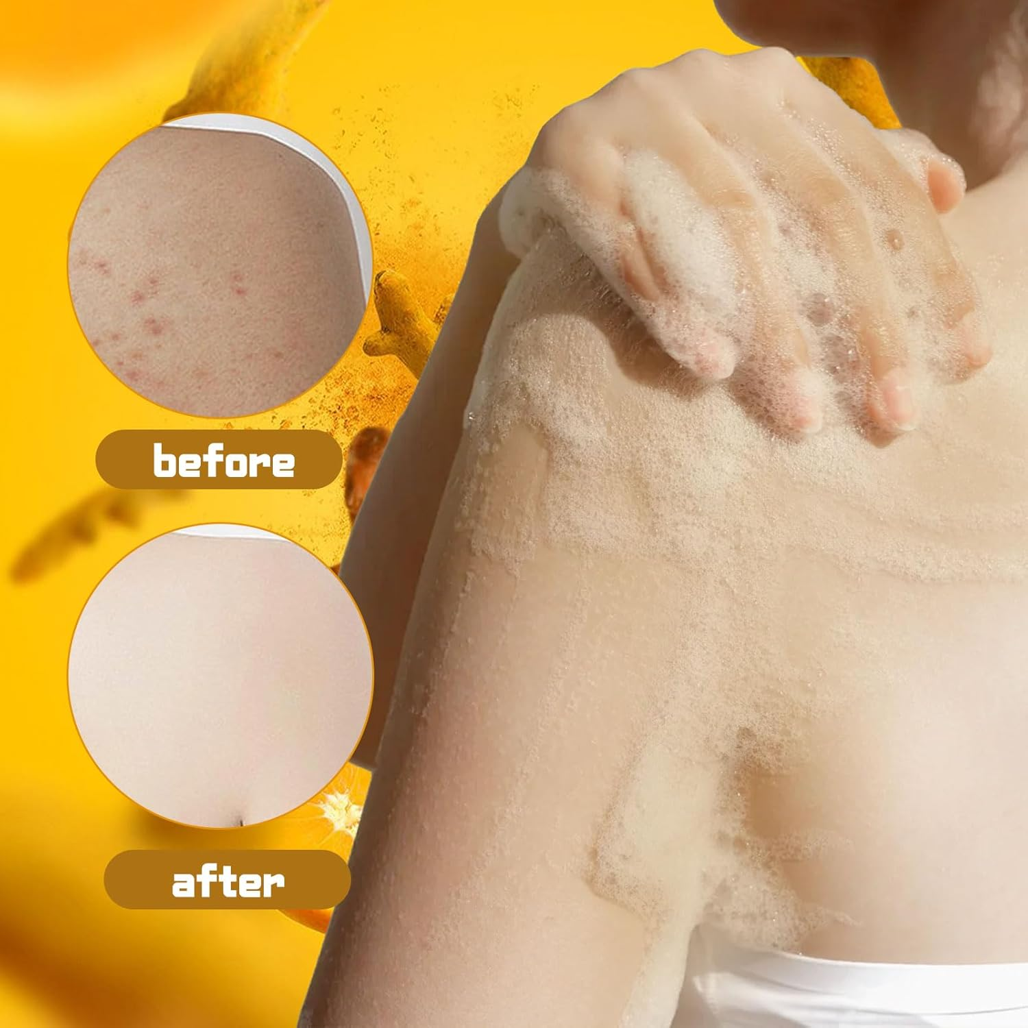 2Pcs Lemon Turmeric and Kojic Acid Soap Bar, 100G, Turmeric Soap Bath Cleansing Soap, Natural Ingredients Containing Lemon and Vitamin E, Brightening and Restoring Skin Vitality image number 6