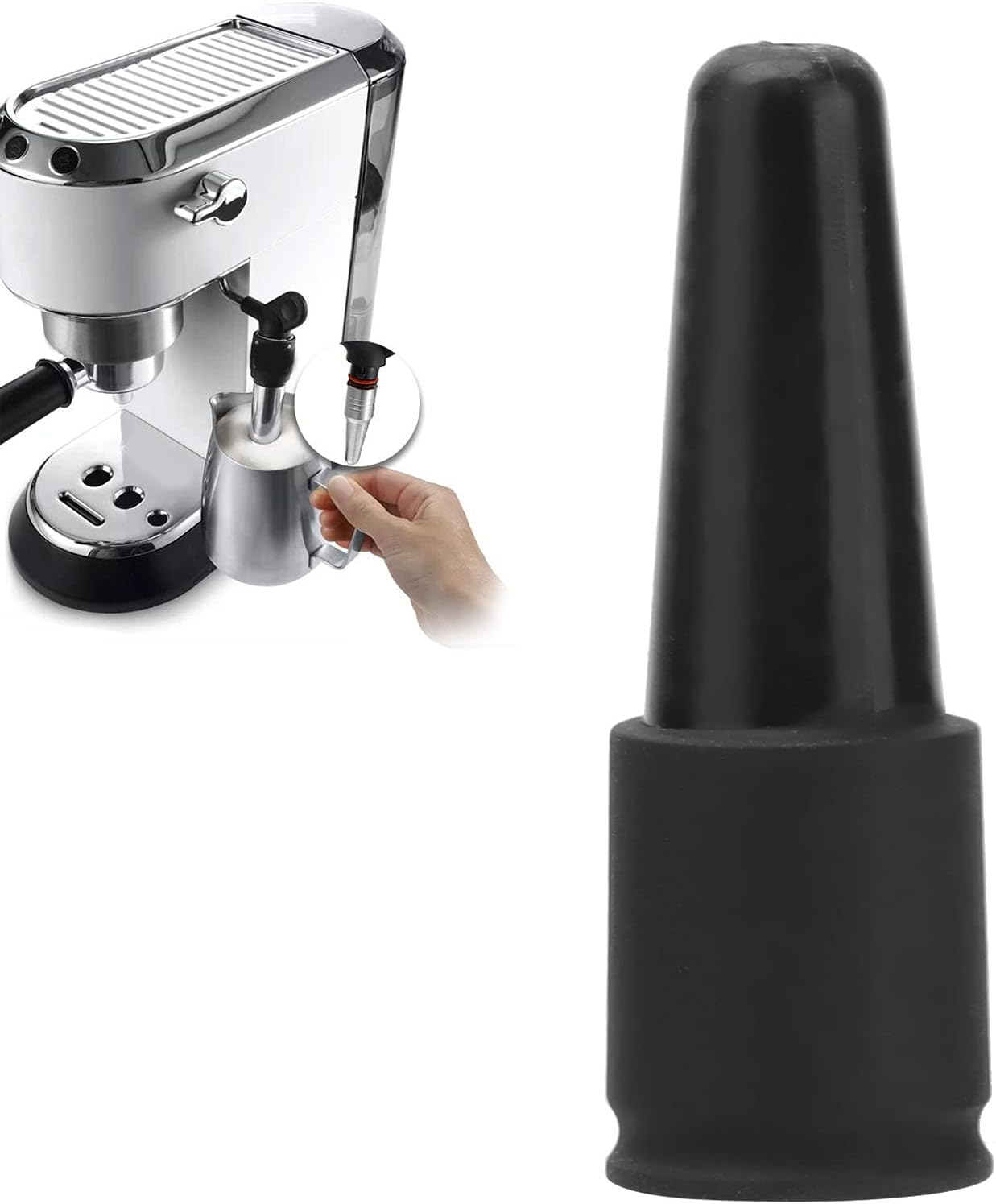 Coffee Machine Nozzle, Espresso Distribution Tool,1 Hole Silicone Milk Foam Spout Replacement for Delonghi Coffee Maker,Reusable Durable Coffee Machine Spout for Home Kitchen Cafe Milk Tea Shop image number 4
