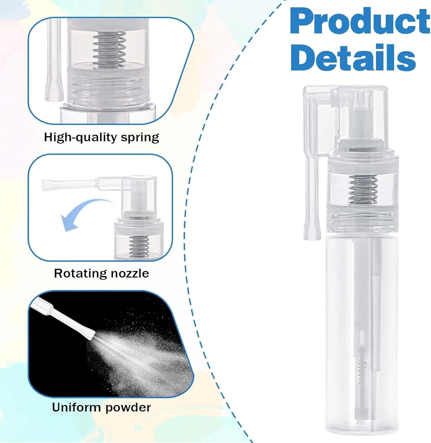 KALIONE 60Ml Powder Spray Bottle, DRY Powder Spray Bottle, Reusable Detachable Travel Spray Bottle, Barber Accessories for Hair Fiber Barber Shop Home Beauty Multi-Purpose image number 4