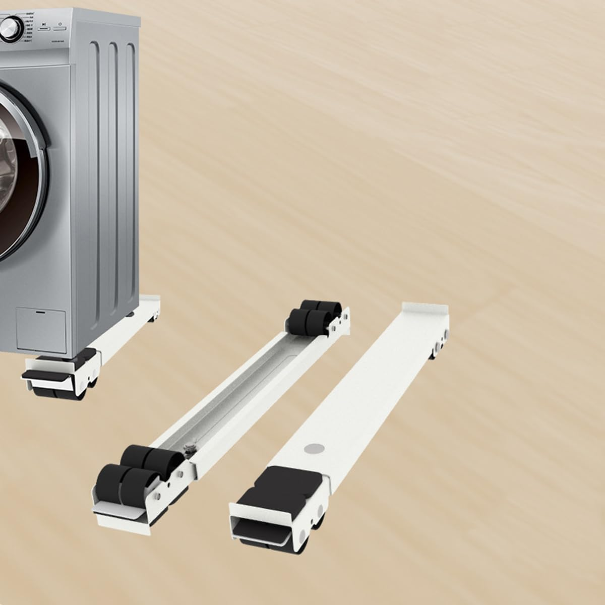 Universal Mobile Base Fridge Stand, Furniture Mobile Roller, Extendable Appliance Rollers Mobile Washing Machine Base, Moving Cart, for Washing Machines, Refrigerators, Dryers, Dishwashers (Black)