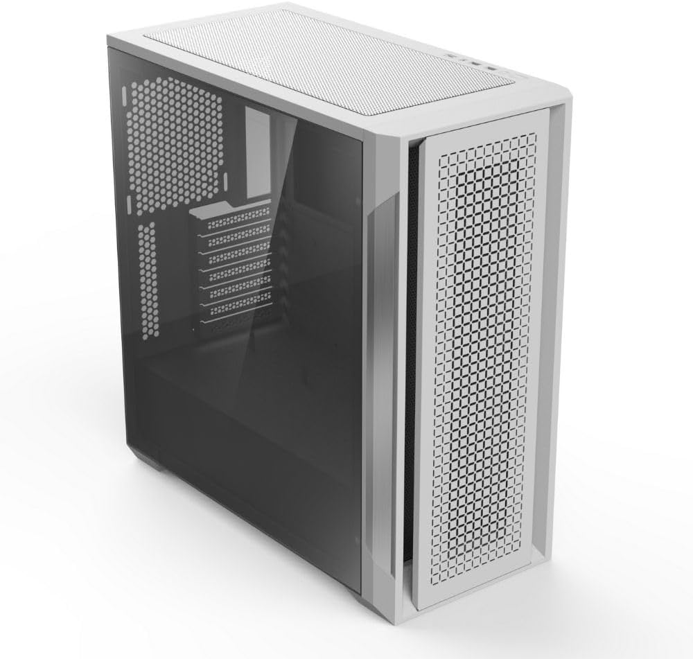 Almordor Full Tower Gaming Computer PC Case Chassis with Tempered Glass Side and High-Airflow Front Mesh Panel, Supports ATX/E ATX/MATX/ITX, White image number 4