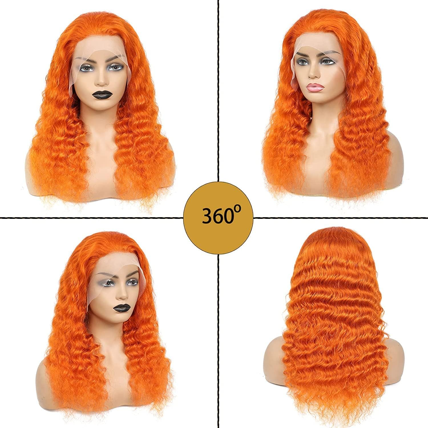 MNMNM Orange Lace Front Wigs Body Wave Human Hair Wig Lace Wig Brazilian Human Hair Wave 13 X 4 Human Hair Wig image number 3