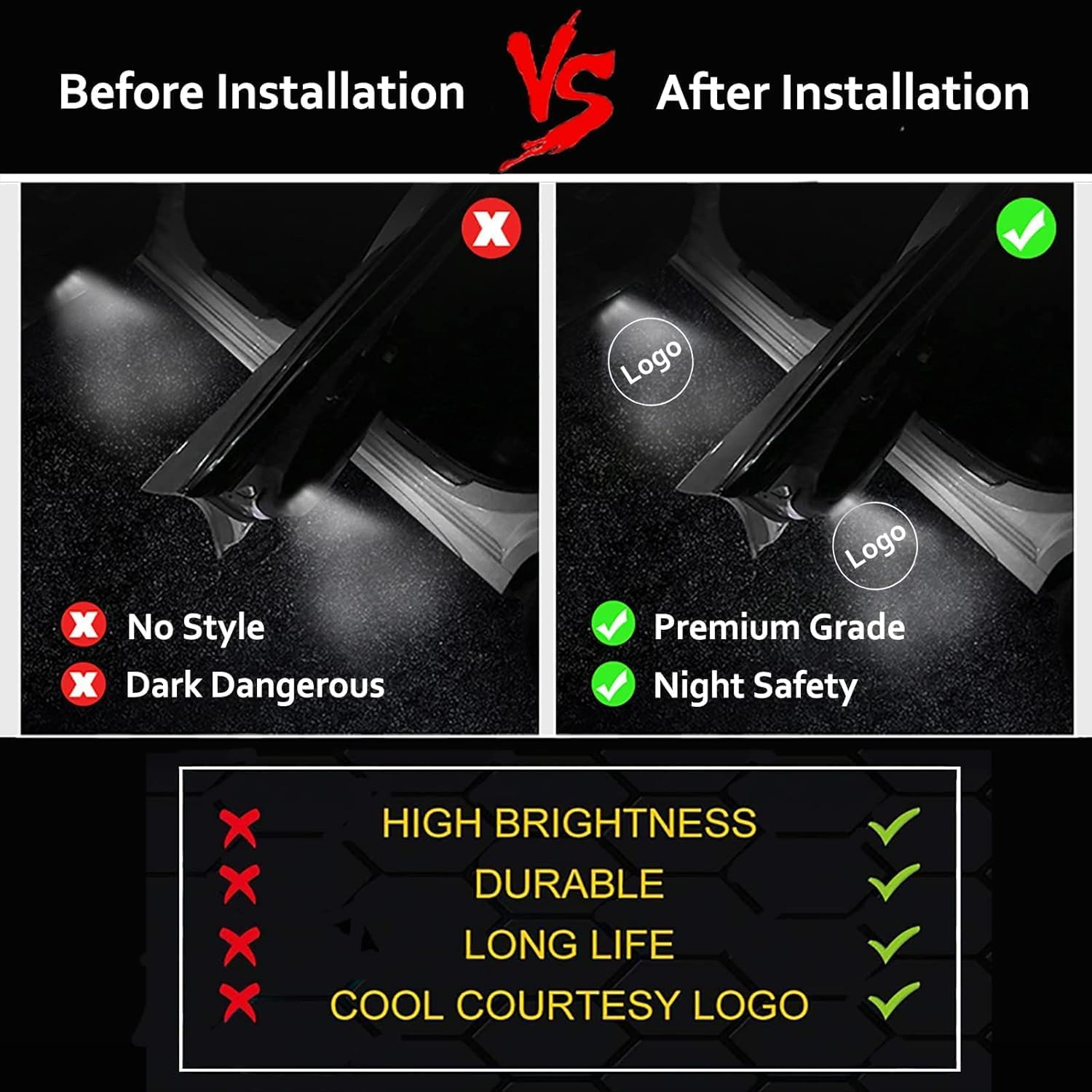 GR Sport Logo Light for Toyota GAZOO Racing Car Door Light for Toyota AE86 GT86 Mark X Reiz GR Sport Toyota LED Courtesy Light (2Pcs) image number 3