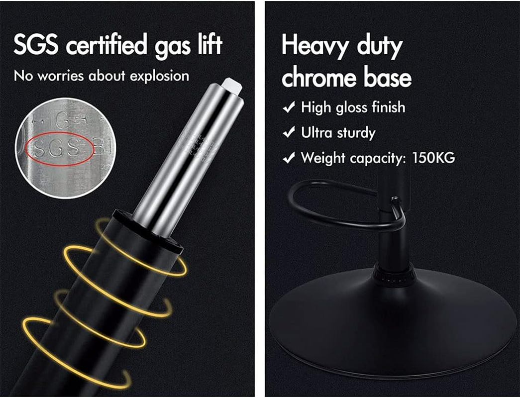 ALFORDSON 1X Bar Stool Adjustable Kitchen Stool Joan Swivel Counter Barstool Dining Chair Home Bar Furniture in 61-82Cm Seat Height with Floor Protector for Dining Room All Black image number 3