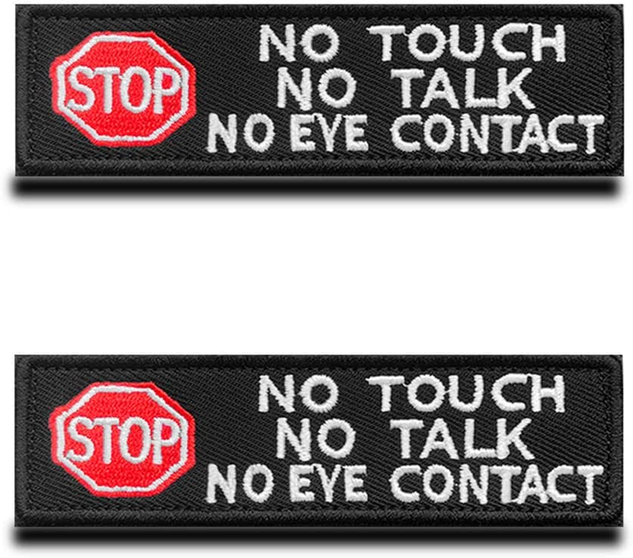 Stop Service Dog No Touch No Discussion No Touch No Talk Warning Vests/Harnesses Embroidered Patch for Service Dogs, Guide Dogs, Harness Vest Pack of 2 image number 3