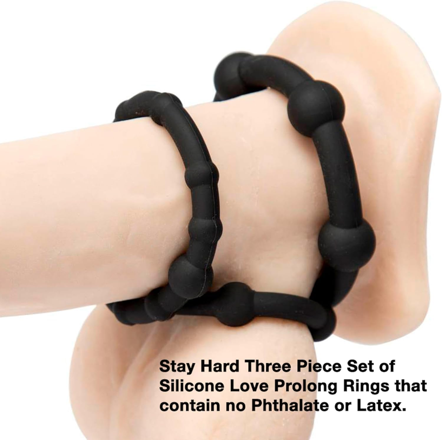 Silicone Soft Ring Set for Men with 3 Different Sizes, Beaded Cock Ring for Delayed Ejaculation, Penis Enhancement Erection Aid Sex Toy (Mix) image number 4