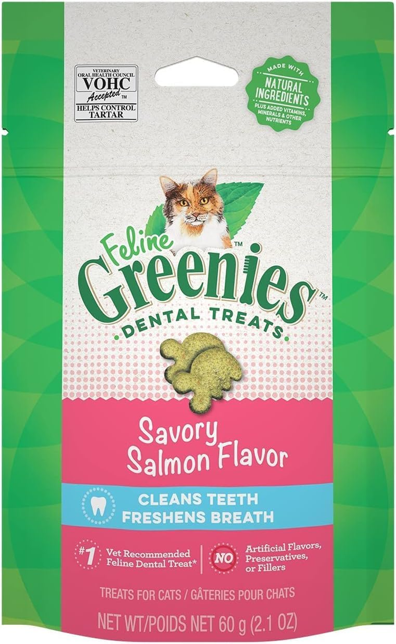 Greenies Feline Dental Cat Treat Salmon Flavour 60G Bag, One Size and Temptations Cat Treat, Seafood Medley 85G Bag X 6 Pack - Bundle Pack image number 3