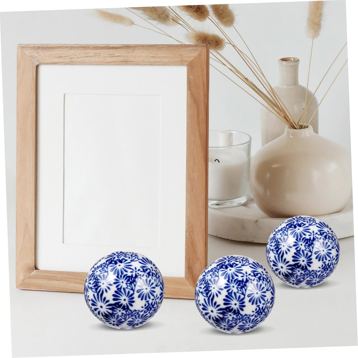 4Pcs Aquarium Decor Blue White Ceramic Fish Tank Balls Floating Decorative Marbles for Home image number 5