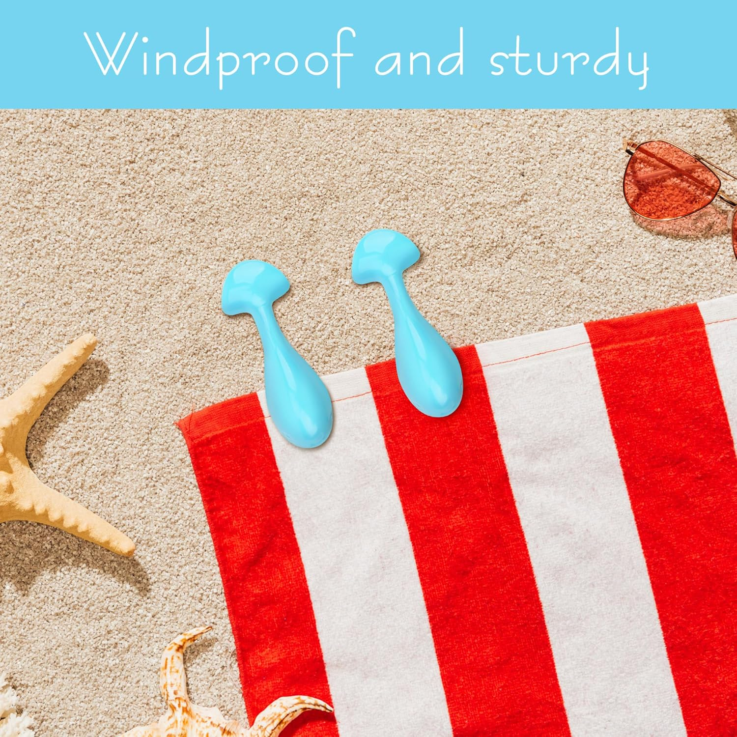 SHIDOW Blue Beach Towel Clips, Anchor Stakes Clamps, Outdoor Beach Towel Anchor Stakes Clips, Picnic Blanket Holders, Sand Spikes (Whale, 10 PCS)