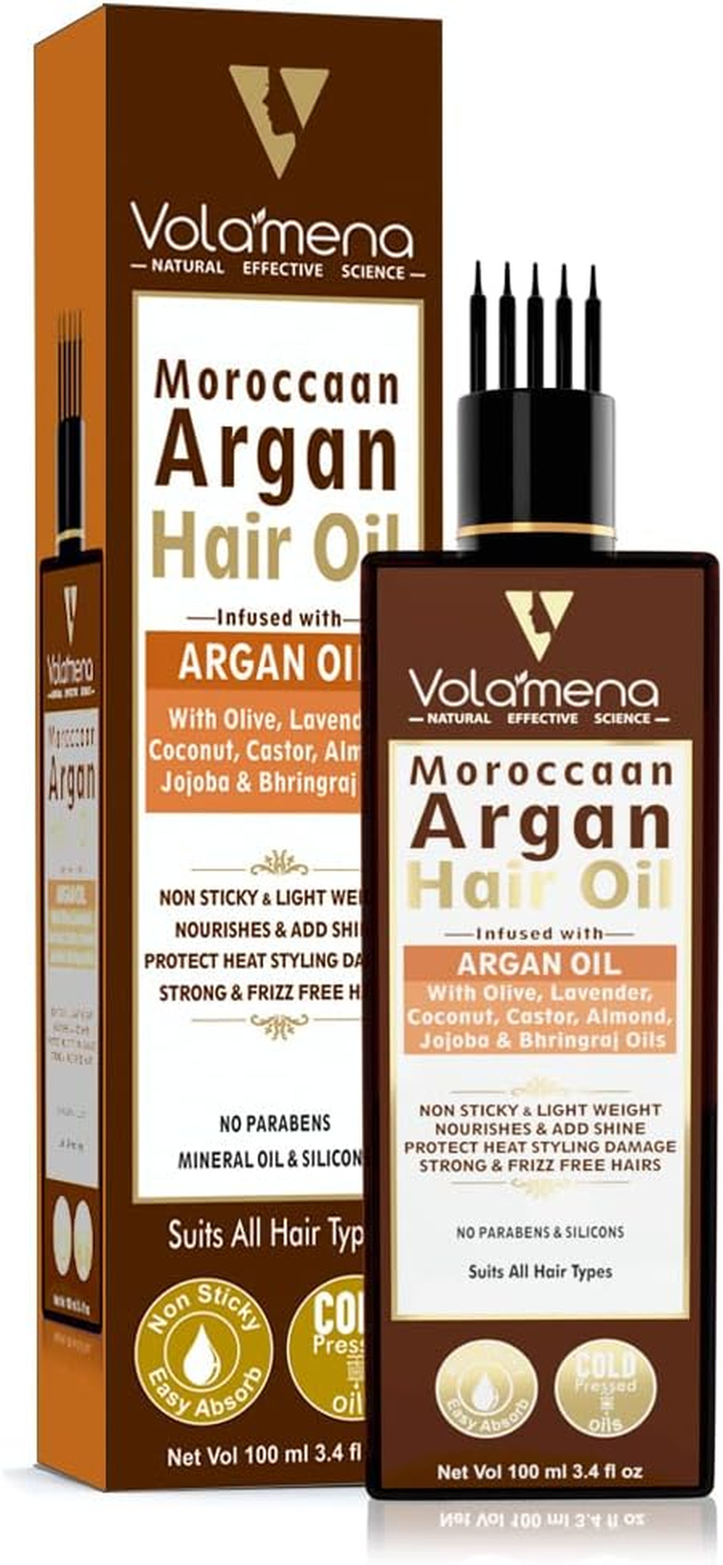 VOLAMENA with DEVICE Argan Oil Hair Oil Blend of Morrocan Argan Oil,Onion Black Seed Oil,Almond Oil,Olive Oil & Castor Oil 100 Ml image number 1