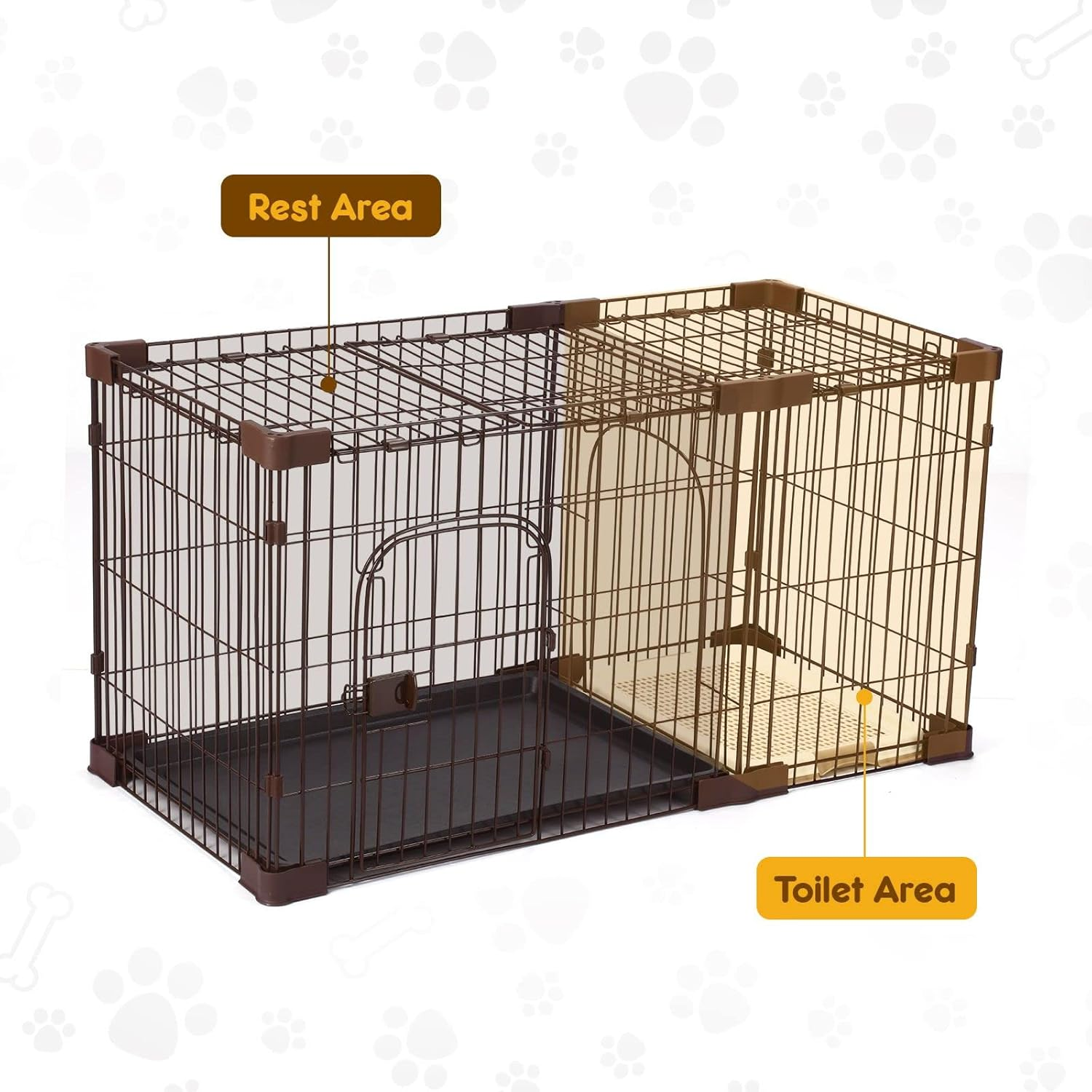 Petscene Cat Cage Dog Crate Pet Wired House Kennel Enclosure with Toilet Tray L Size