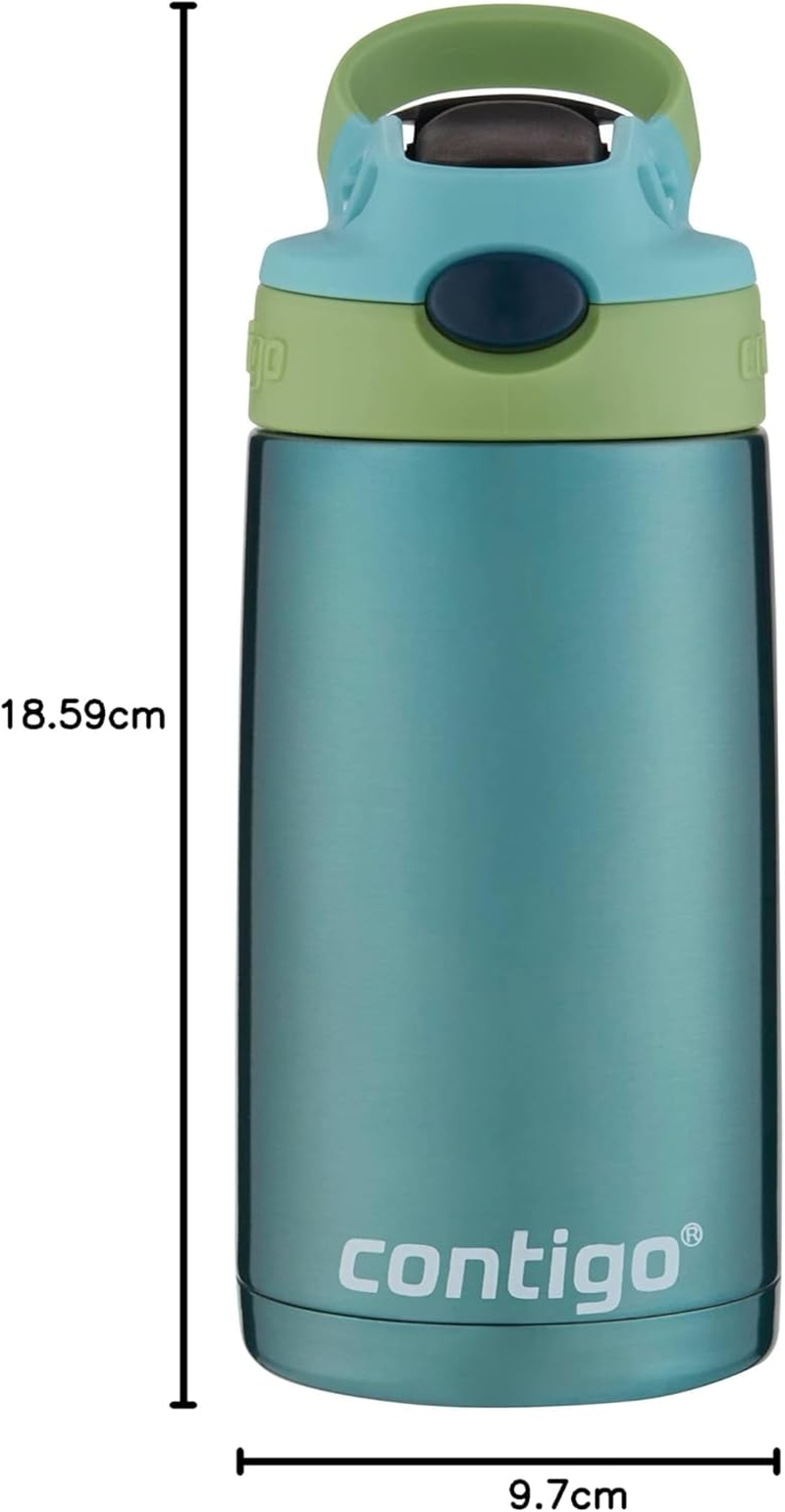 Contigo Kids Straw Stainless Steel Water Bottle with AUTOSPOUT Lid, 13Oz, Ocean image number 3
