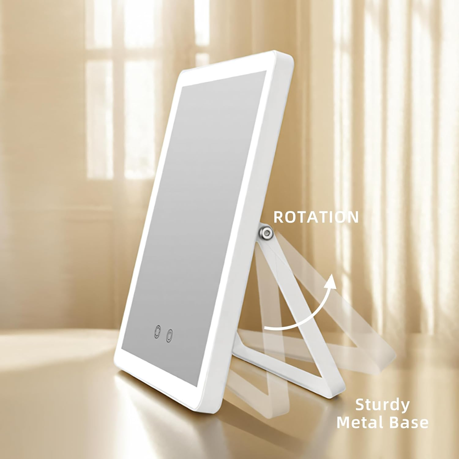 Vanity Mirror with Lights, 12" LED Makeup Mirror with Lights for Bedroom Tabletop Travel, Smart Touch Control 3 Colors Dimmable, 360&deg; Rotation