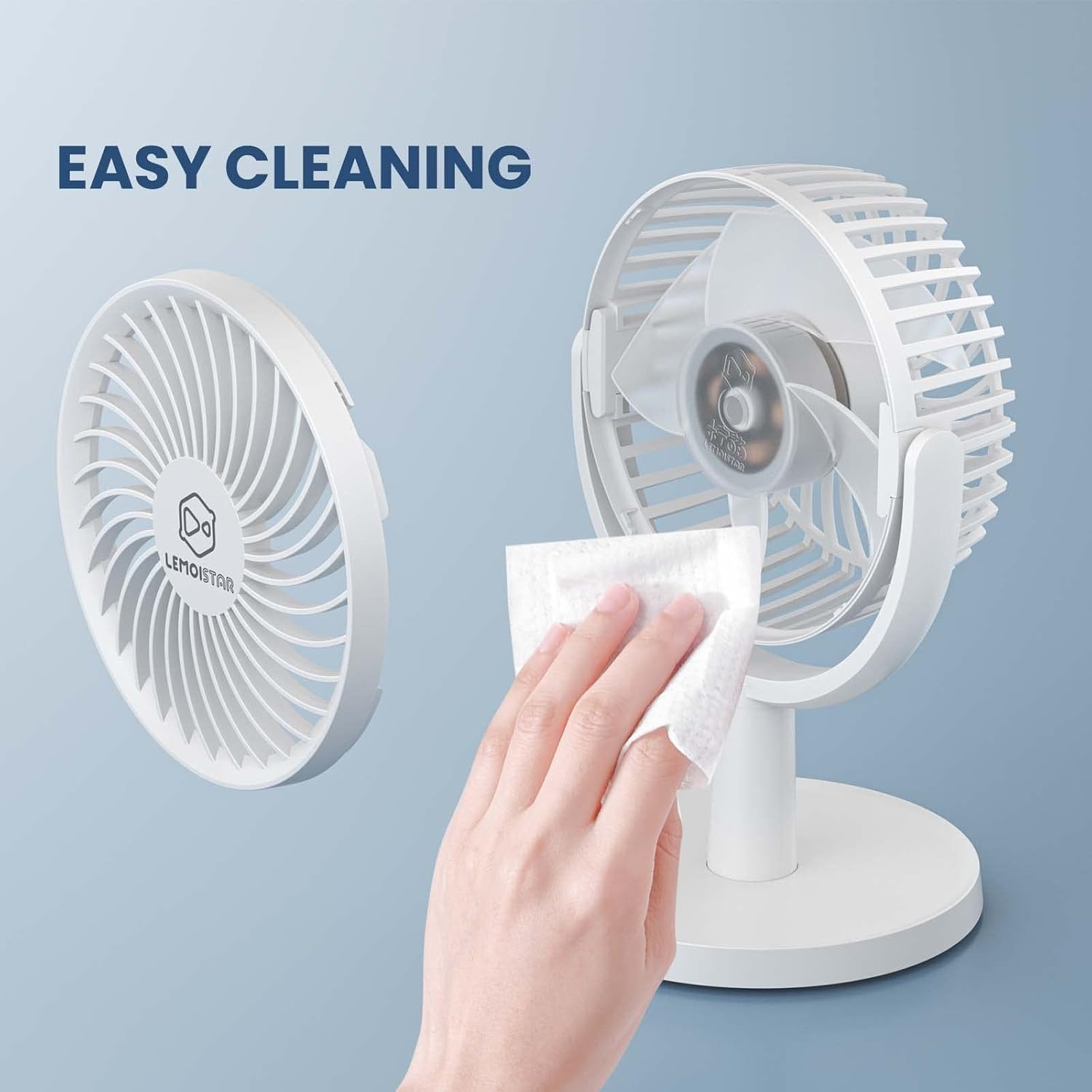 4 Speeds Small Desk Fan with Strong Airflow, Personal Portable Mini USB Fan, Quiet, 310 Degree Rotation, Detachable, Easy to Clean, Lightweight, 4 Inch, for Bedroom, Desk, Home (White, 4 Inch) image number 6