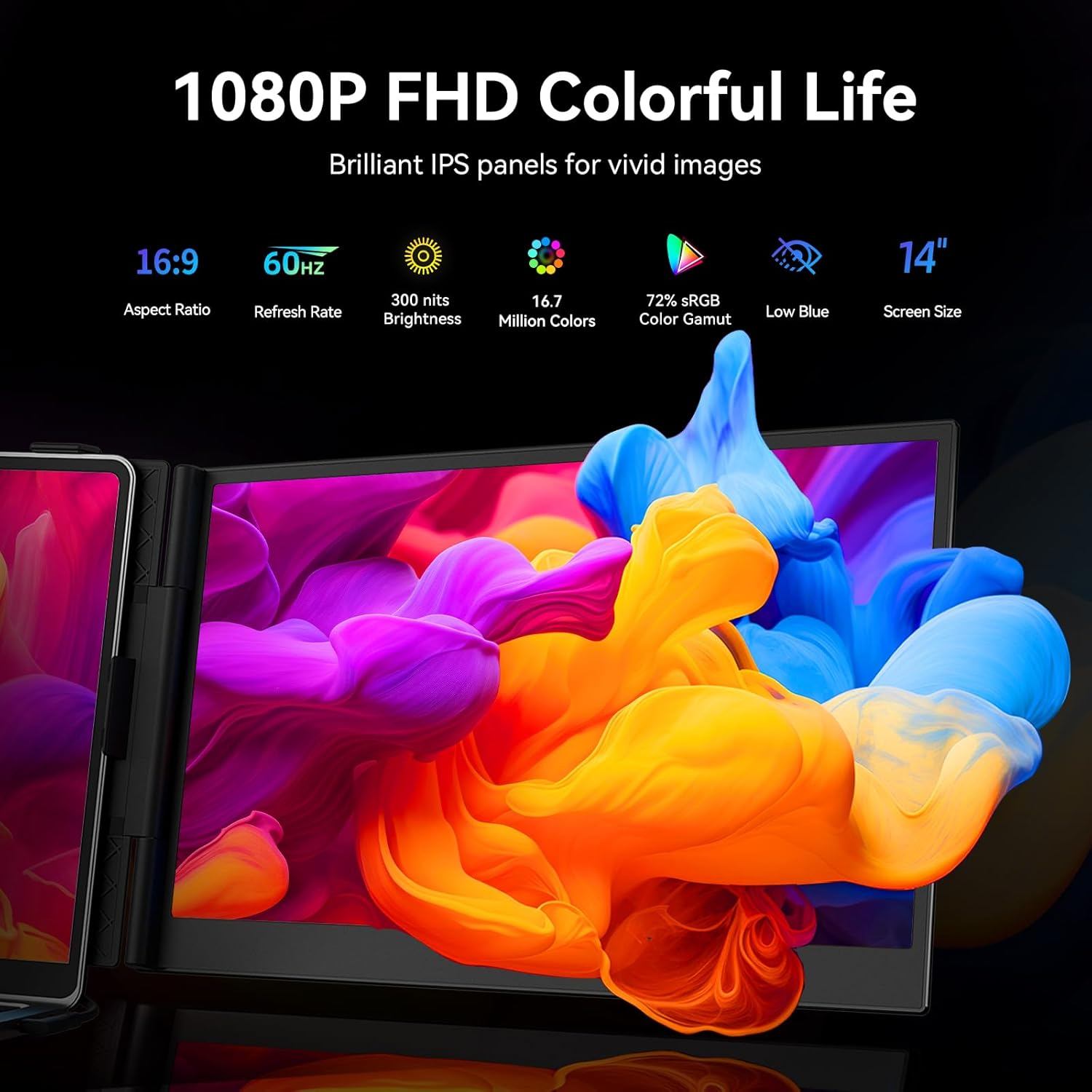 14" Laptop Screen Extender - Ultra Thin 0.17" FHD 1080P Portable Dual Laptop Monitor Extender Plug & Play Travel Display for Windows/Mac image number 3