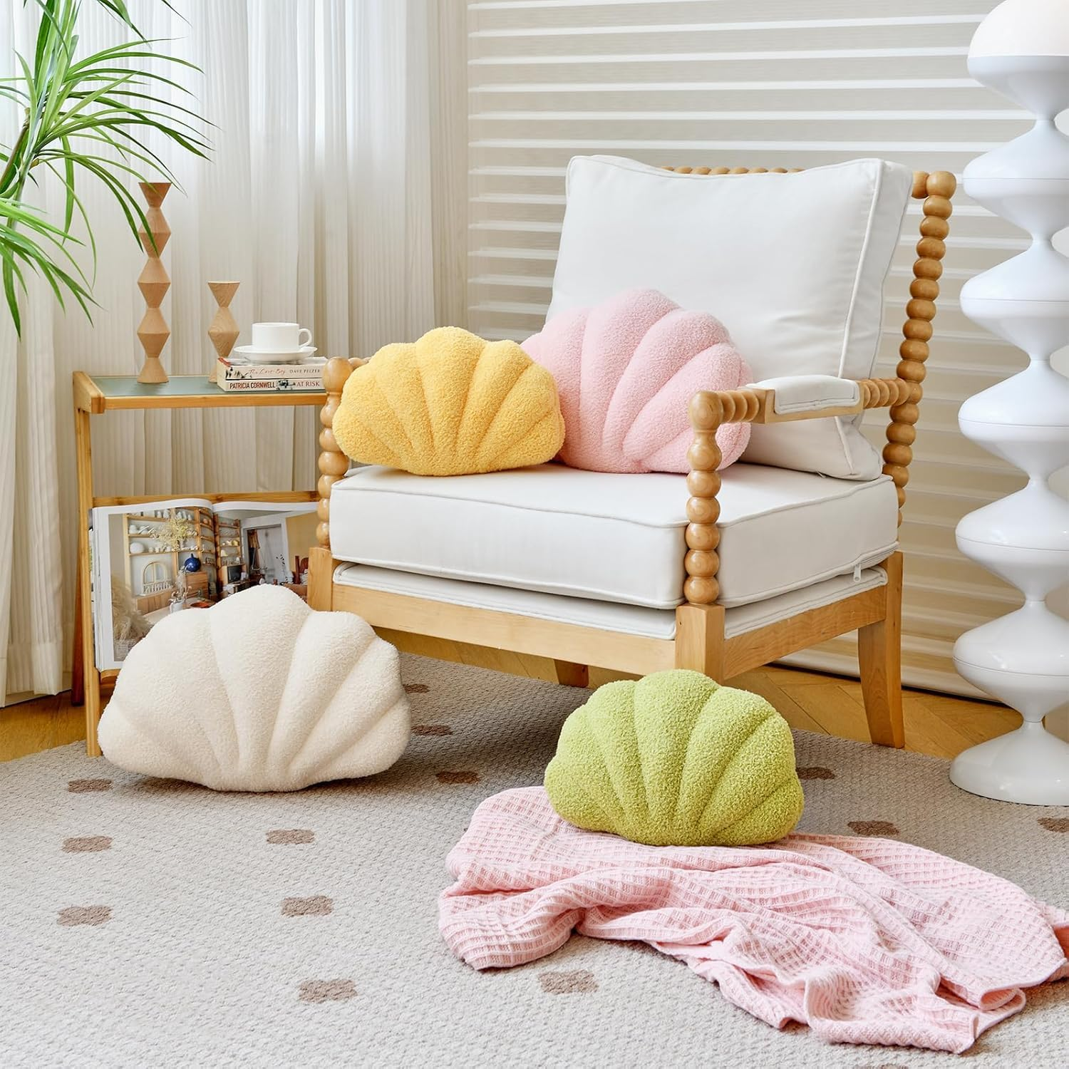 Seashell Throw Pillows, Shell Shaped Throw Pillows, 13 Inch Soft Home Decorative Pillow Plush Cushion for Bed Couch Living Sofa Room Decor Accent Throw Pillow image number 3