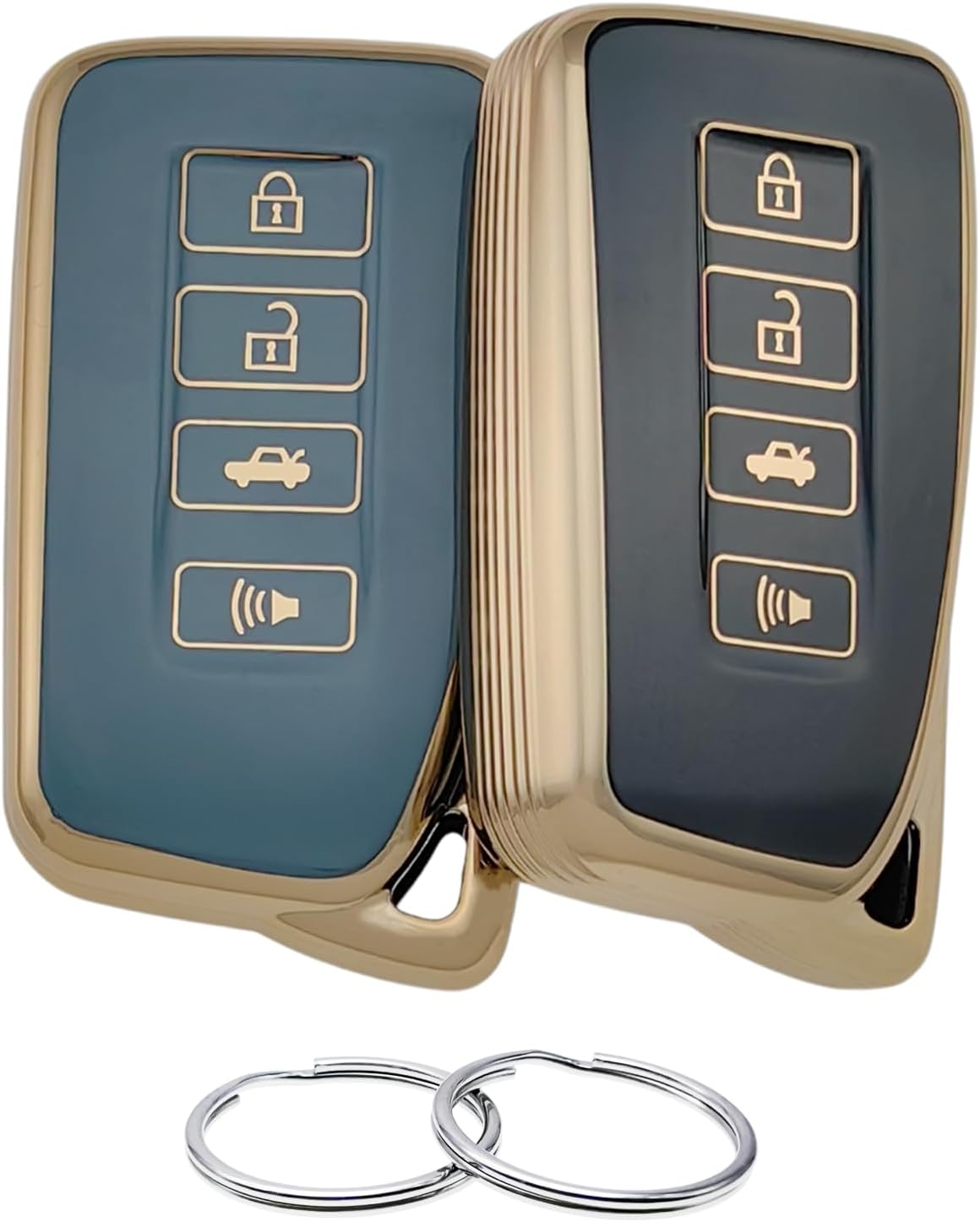 TPU Key Fob Cover Compatible with 2013-2021 Lexus Es300H ES350 GS350 Gs450H Is200T IS300 IS350 LX570 Nx200T Nx300H RC350 RX350 Rx450H (Black/Grey) image number 6