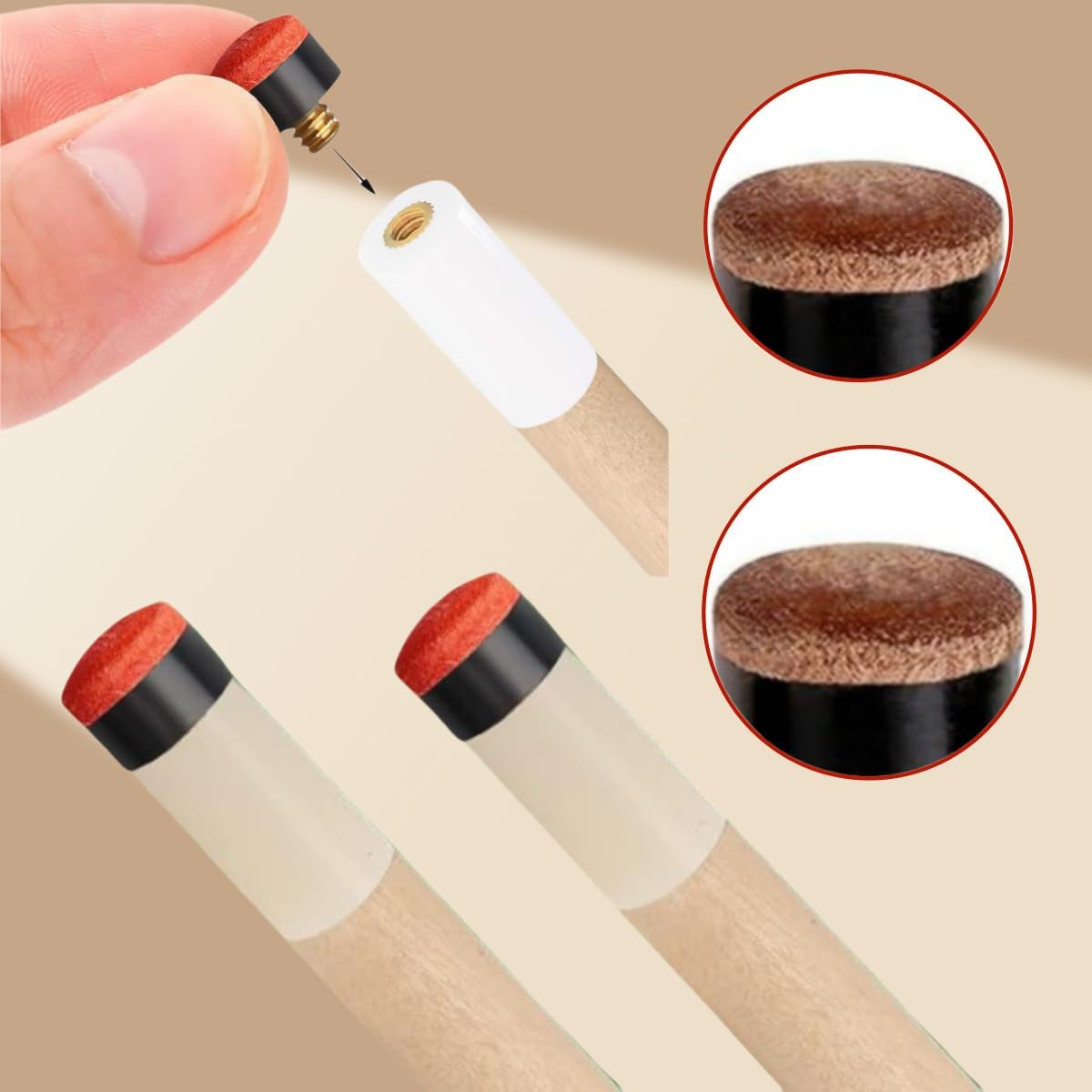 22 PCS the Screw Has a Leather Head,Replacement Parts,10 Mm Cue Tips,Pool Cue Tips Hard Leather Screw-On Tips for Pool Cues and Snooker