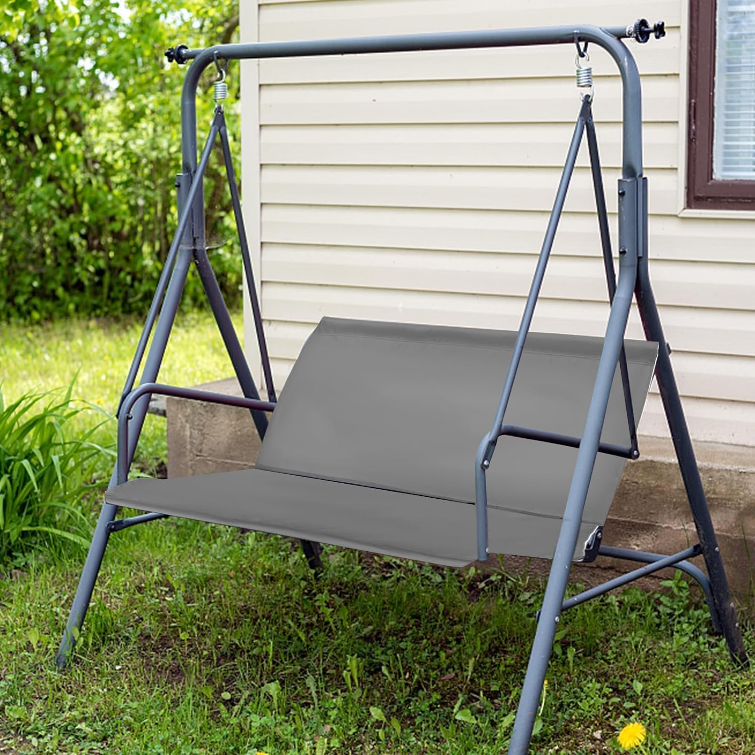 600D Waterproof Oxford Swing Seat Cover Replacement for Outdoor Patio Garden Swing Chairs, Heavy Duty 3-Seat Bench Cushion Protection Covers (Gray, 58.2X19.7X19.7 Inch) image number 5