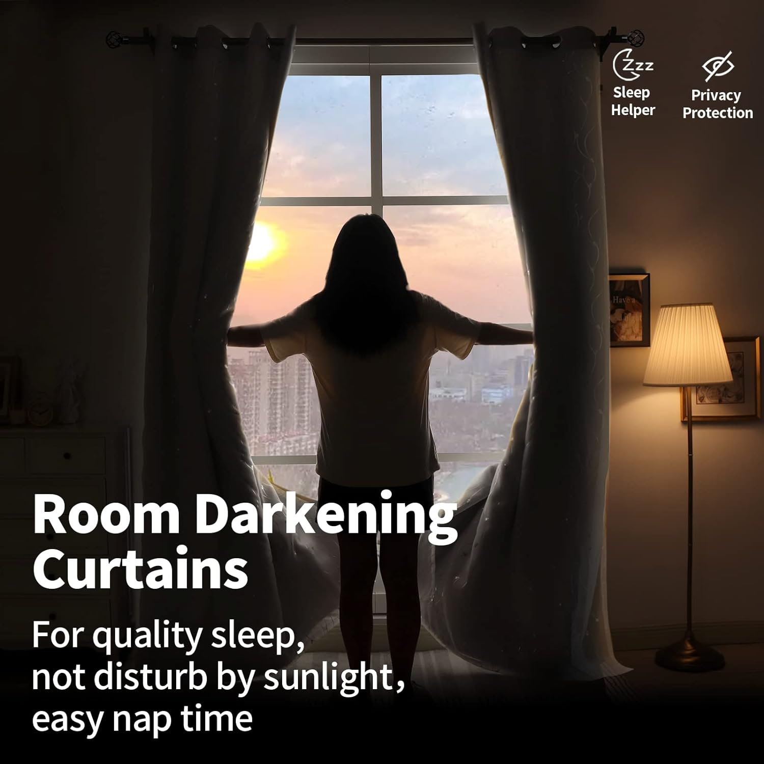 Bgment White Blackout Curtains with Sheer Overlay, Double Layer Nursery Drapes Grommet Silver Printed Thermal Insulated Panels for Bedroom/Living/Kide Room, 2 Panels Each 52 X 84 Inch, Greyish White