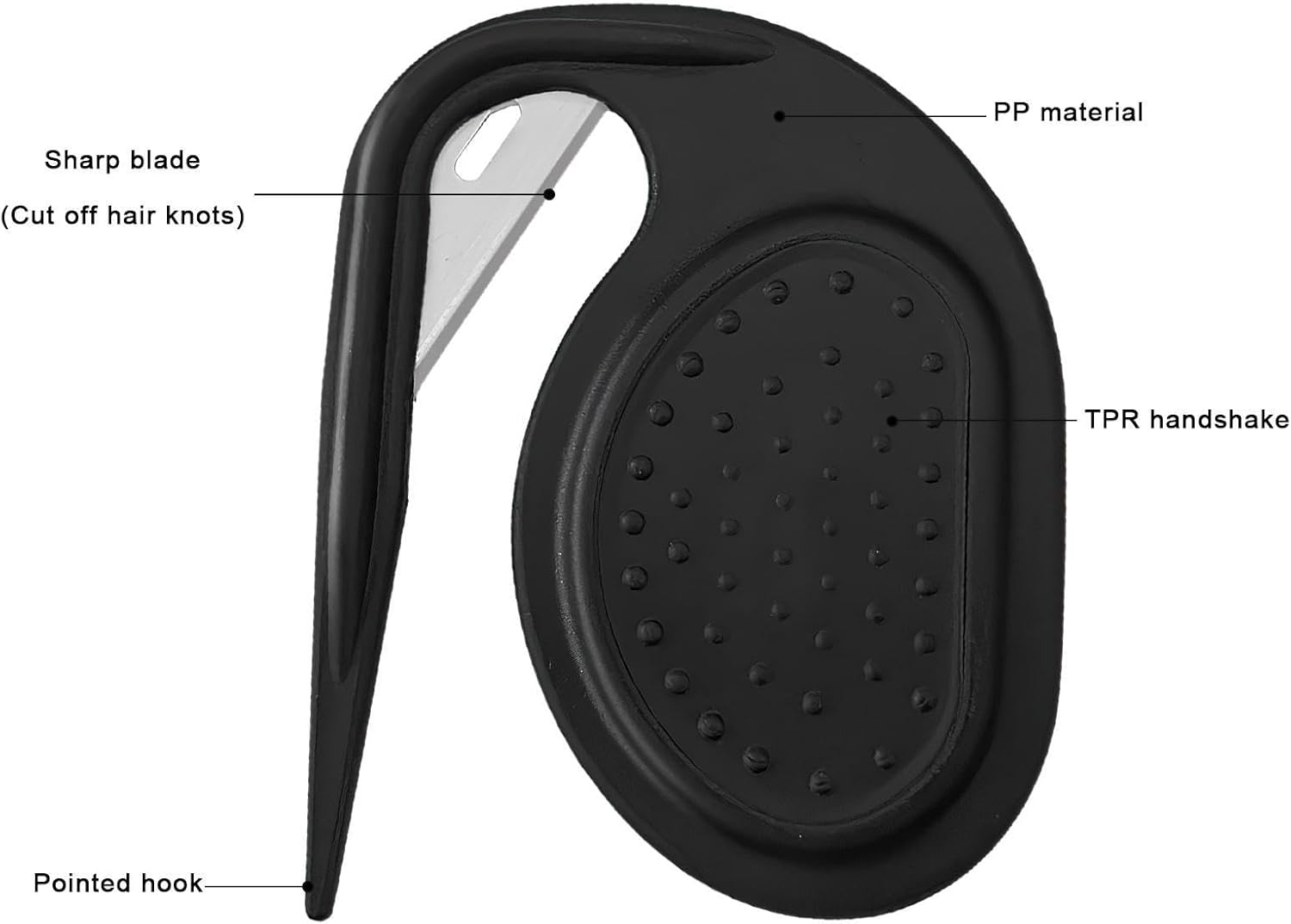 Pet Dematting Comb, Professional Dog Matting Tool, Hair Dematting Tool, Open Knot Comb, Comb Hair Cutter Puppy Kitten Hair Furr Shedding Grooming Trimmer Comb Brush - Black image number 4